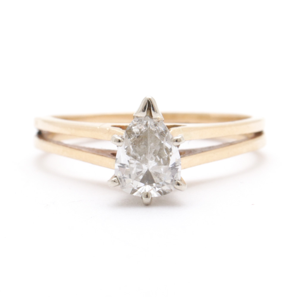 14K Yellow Gold Diamond Solitaire Ring