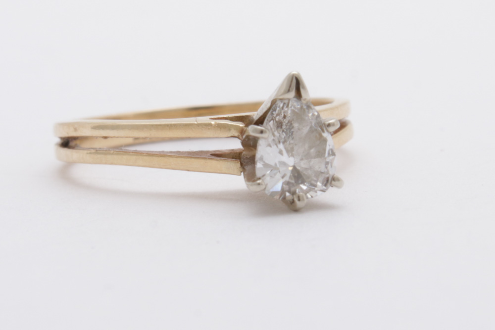 14K Yellow Gold Diamond Solitaire Ring