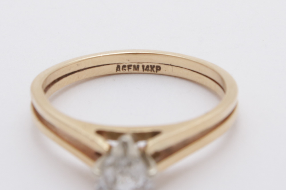 14K Yellow Gold Diamond Solitaire Ring