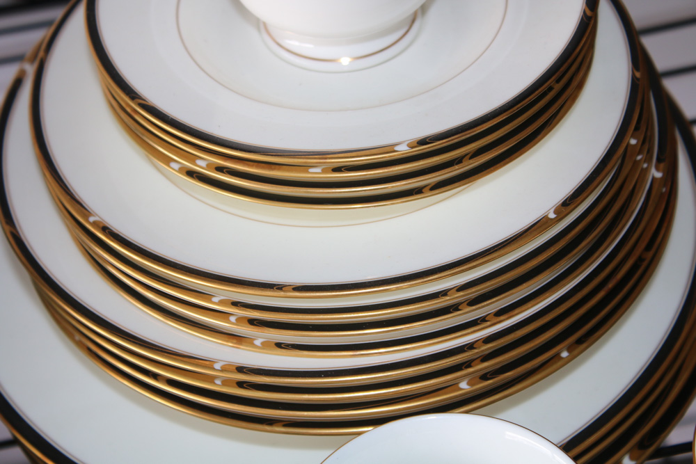 Mikasa "Matrix Black" and "Academy" Dinner Services for Four, Made in Japan