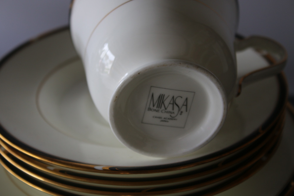 Mikasa "Matrix Black" and "Academy" Dinner Services for Four, Made in Japan