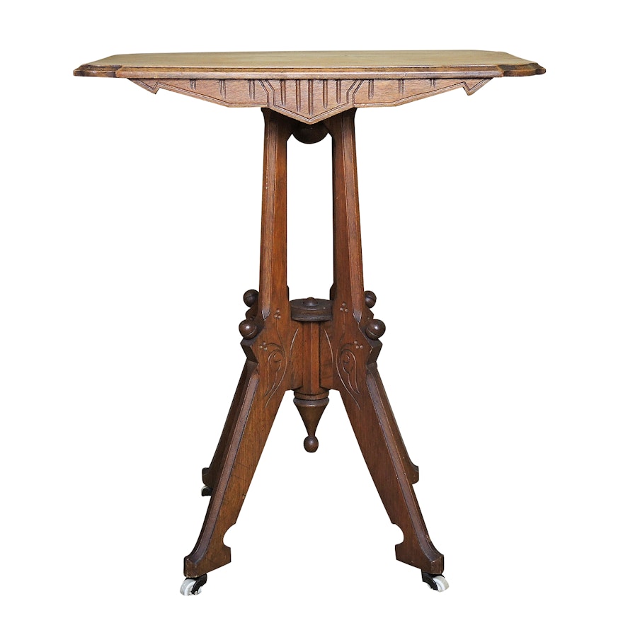 Victorian, Eastlake Style Birch Table, Early 20th Century