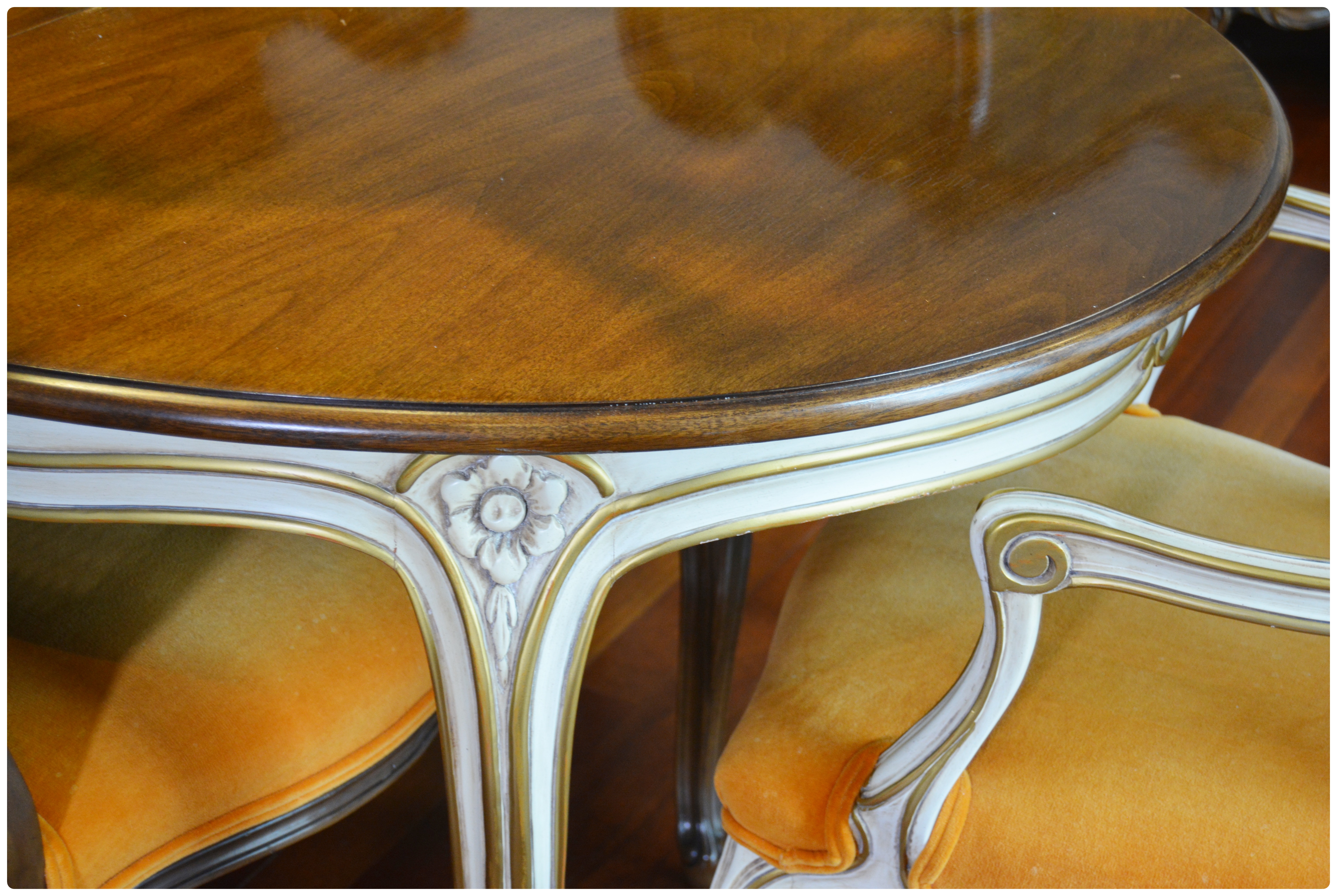 Karges French Provincial Dining Table and Dining Chairs, Mid to Late 20th C.