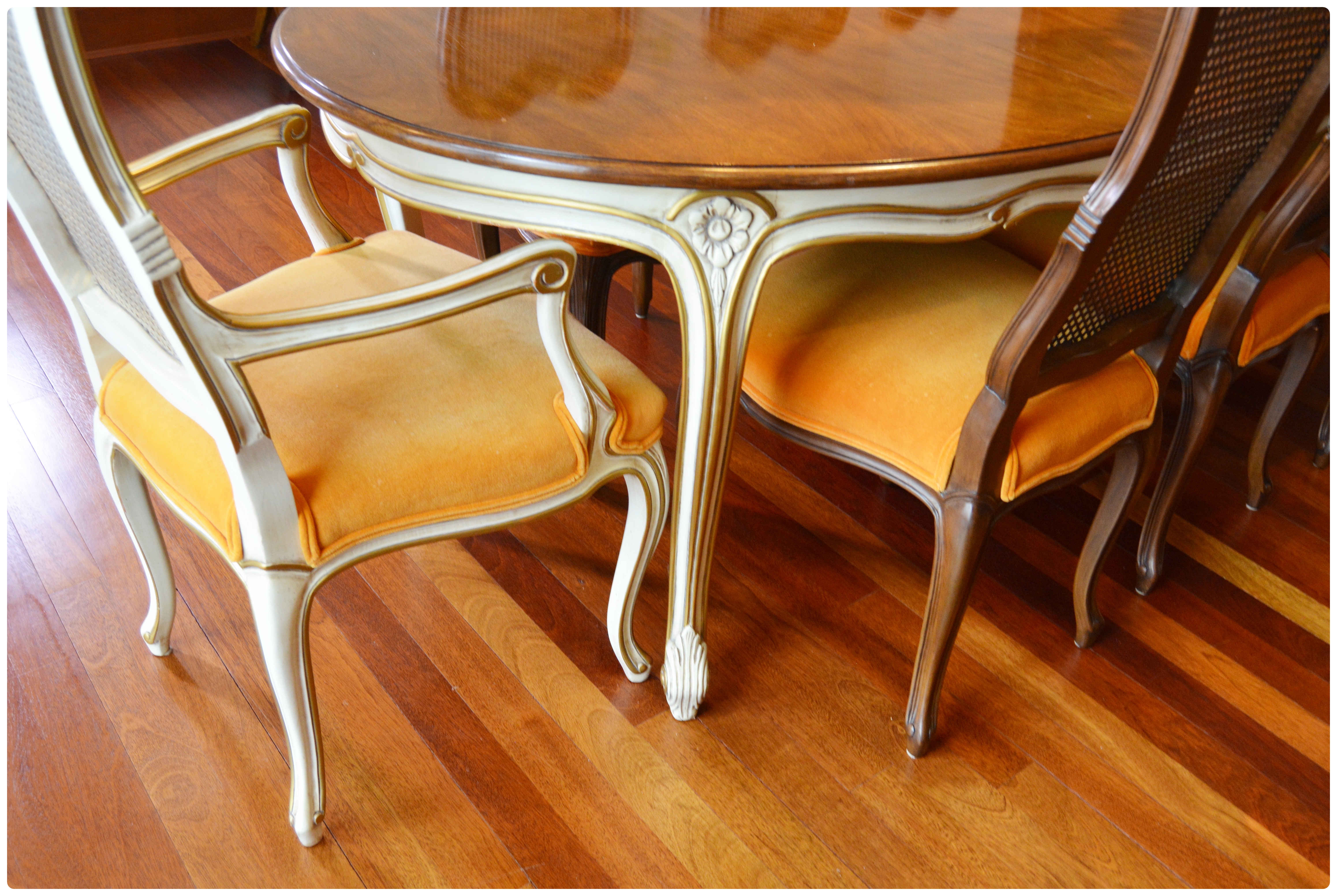 Karges French Provincial Dining Table and Dining Chairs, Mid to Late 20th C.