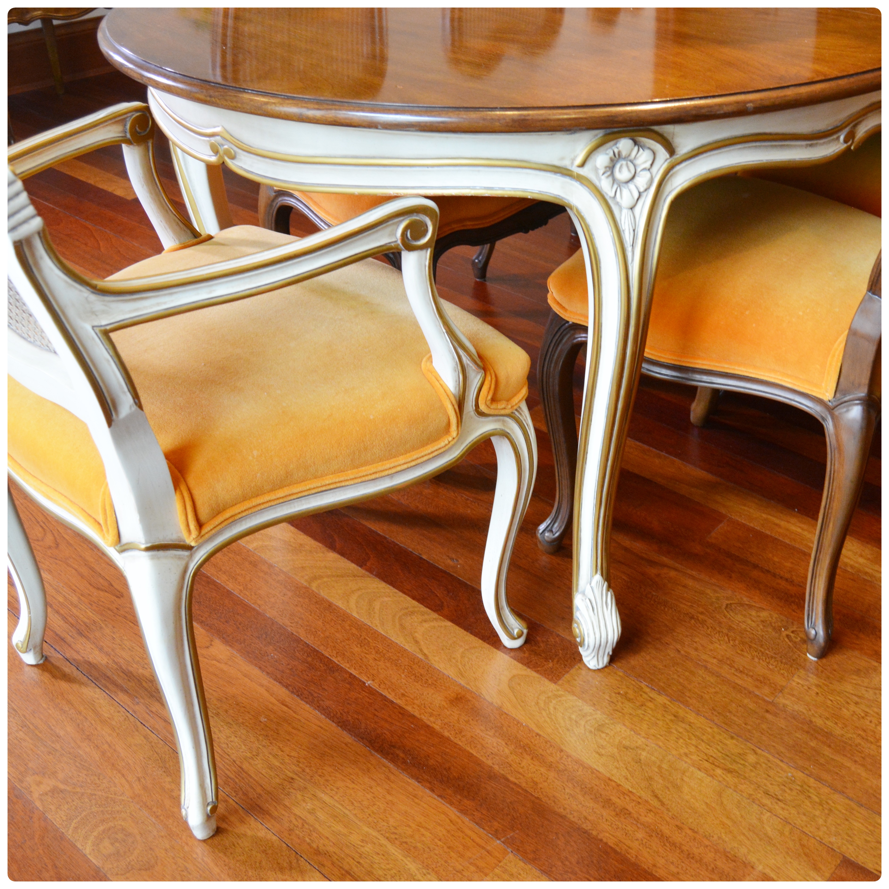 Karges French Provincial Dining Table and Dining Chairs, Mid to Late 20th C.