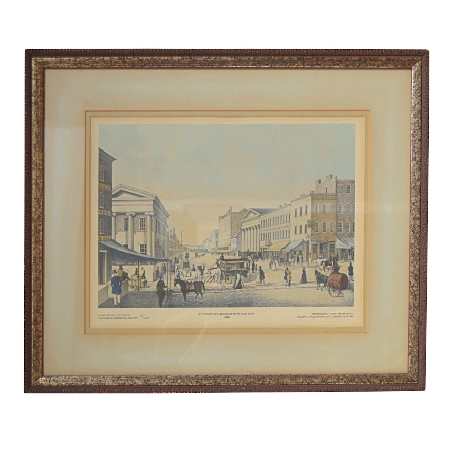 Offset Lithograph after Otto Onken "Third St. Between Main and Vine 1849"