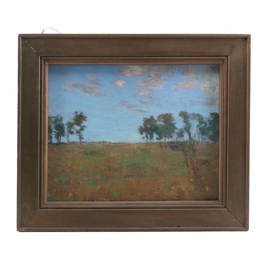 1919 Landscape Oil Painting "Last Day of the Old Year"