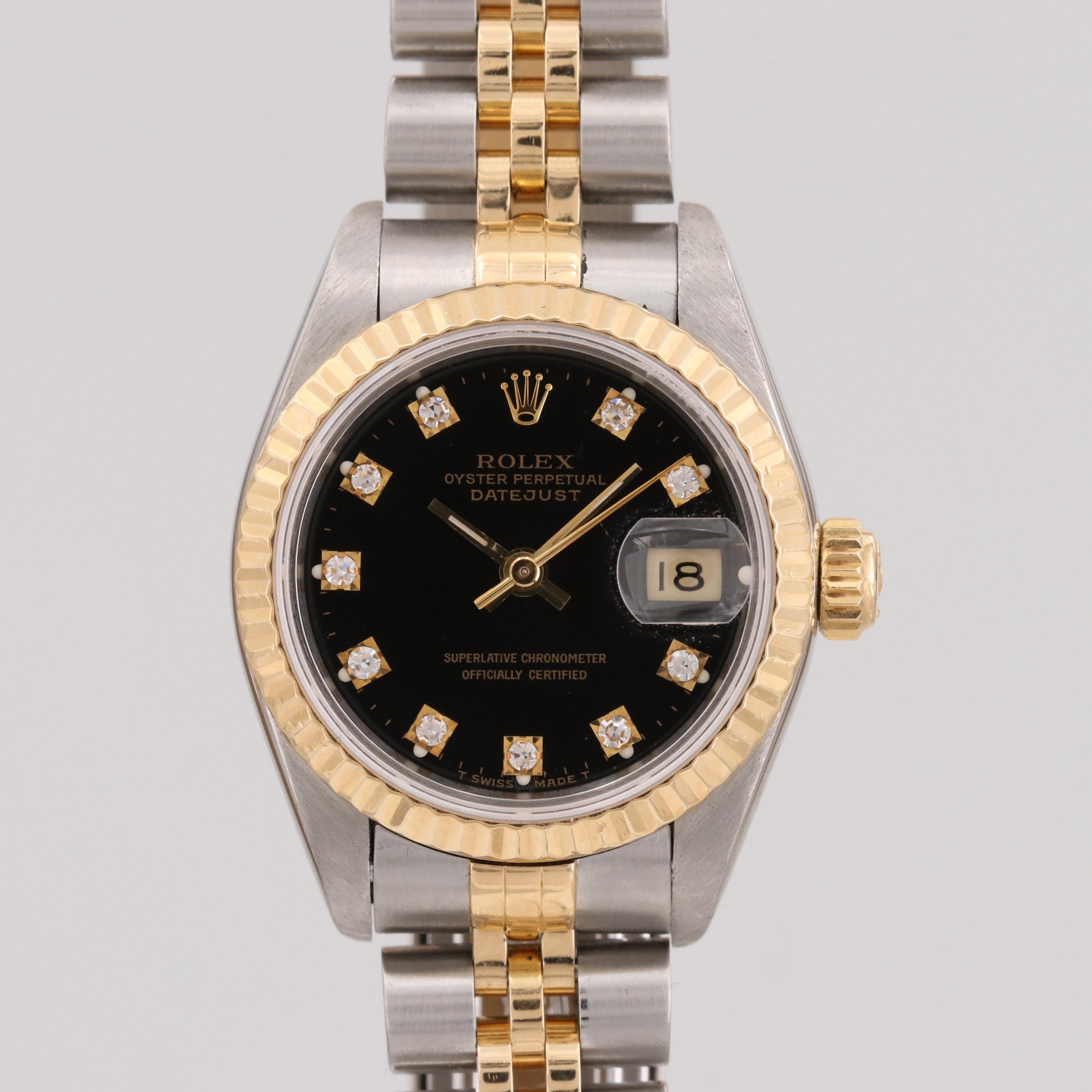 Rolex Datejust Stainless Steel, 18K Yellow Gold and Diamonds Watch, 1993