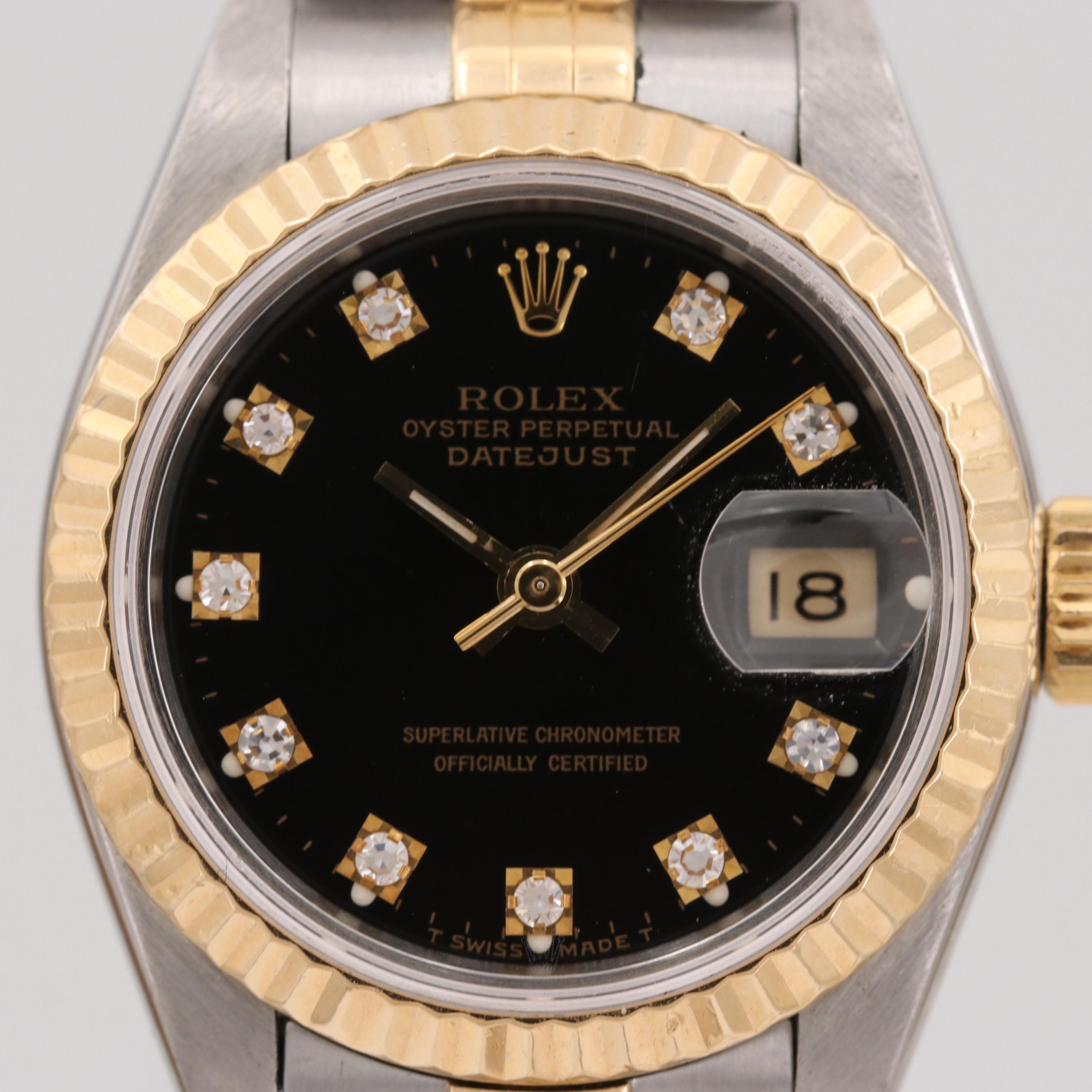 Rolex Datejust Stainless Steel, 18K Yellow Gold and Diamonds Watch, 1993