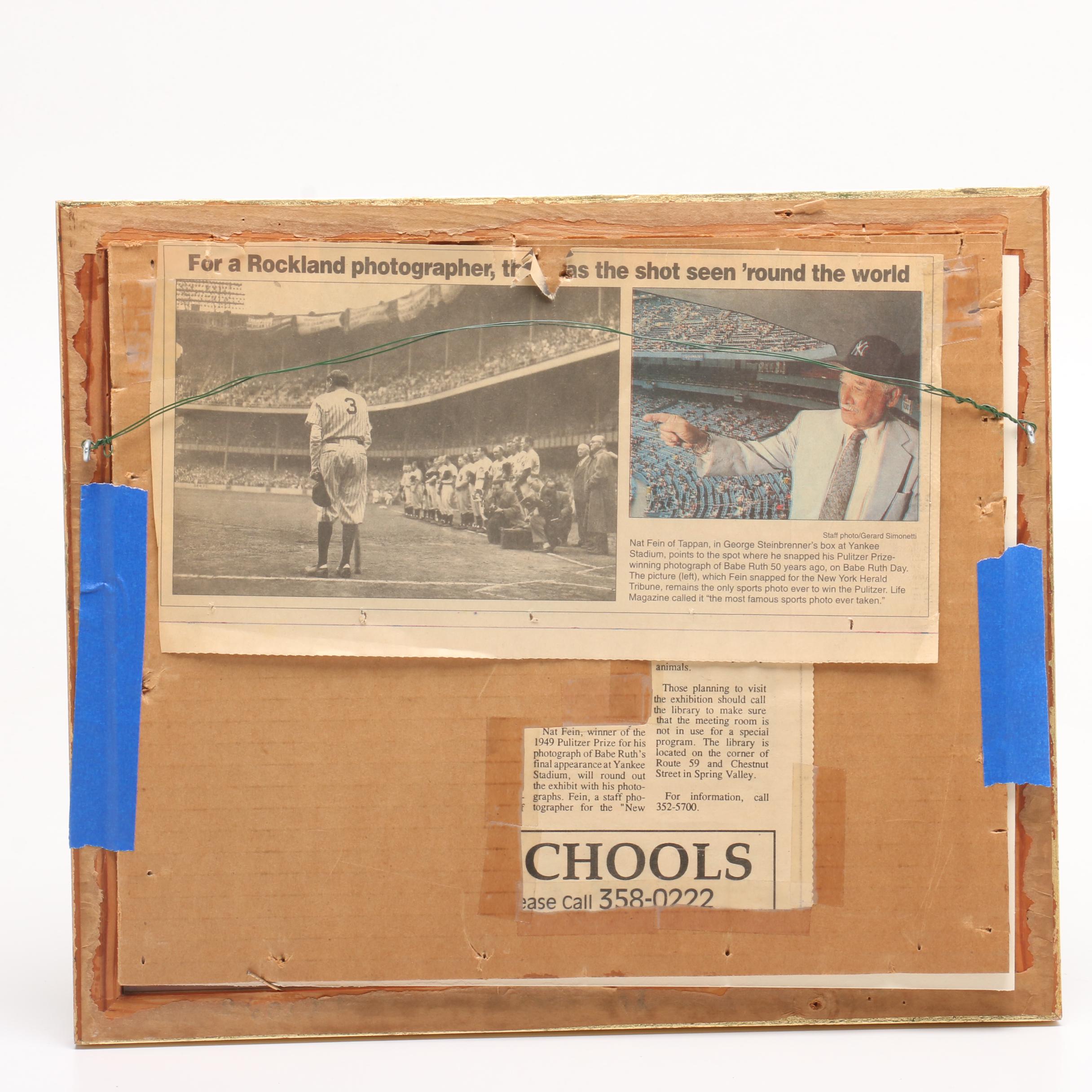 Important Babe Ruth "Farewell" Photo Signed By Nat Fein Original Photographer