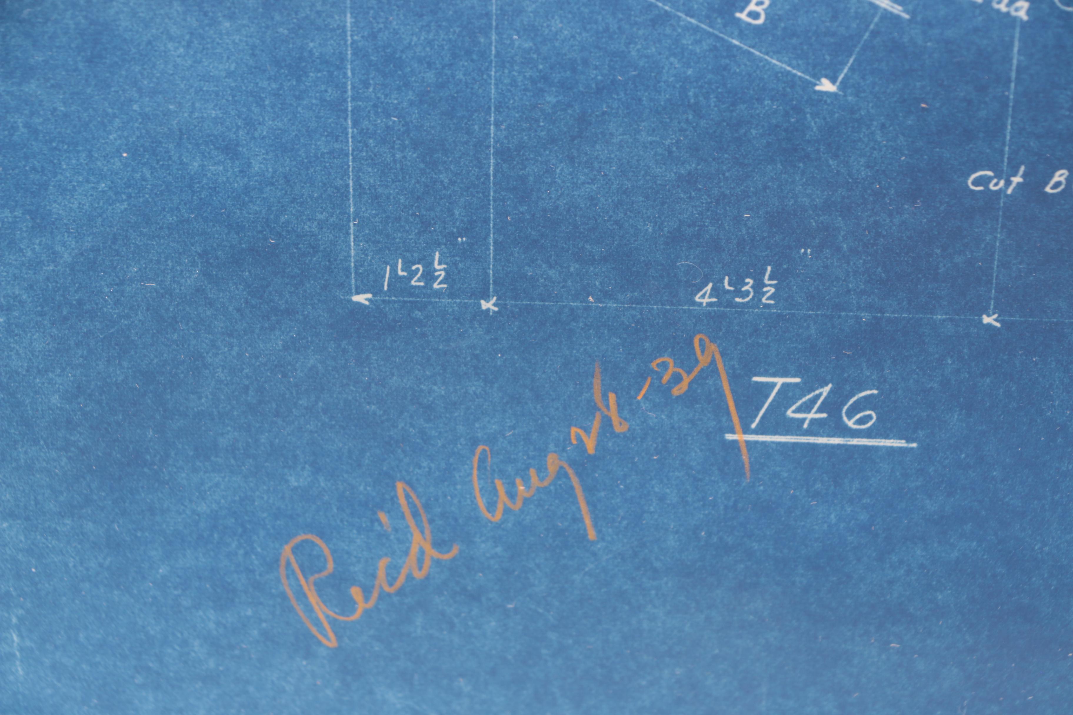 Framed 1939 Crosley Field "Revised Drawing" Grandstand Blueprint