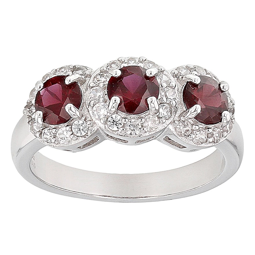 Sterling Silver Garnet and Zircon Ring