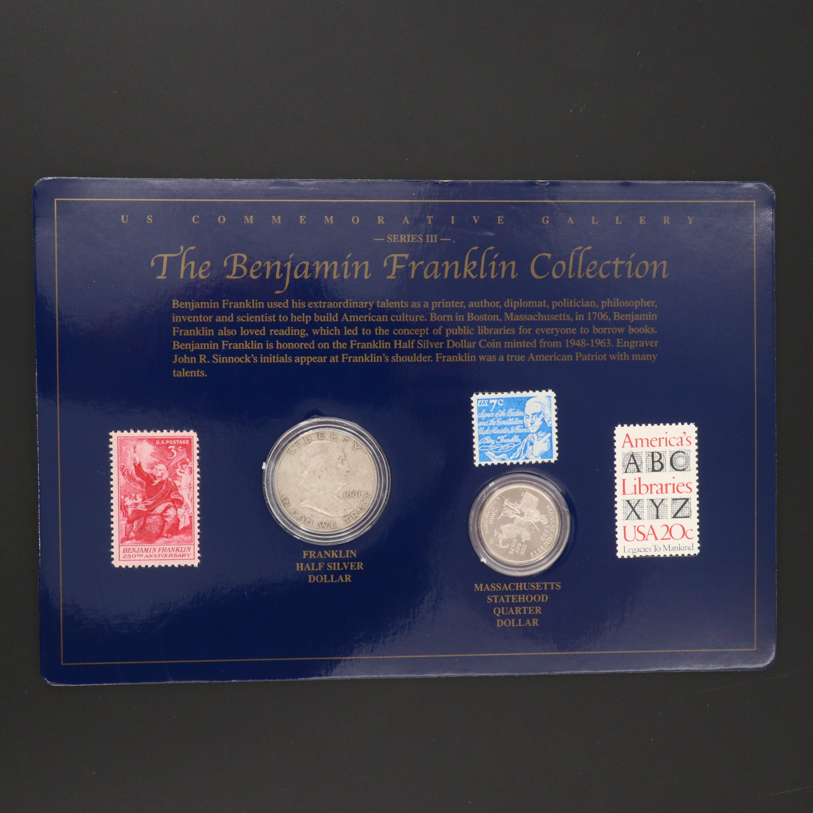Five "Founding Fathers" Coin and Stamp Sets