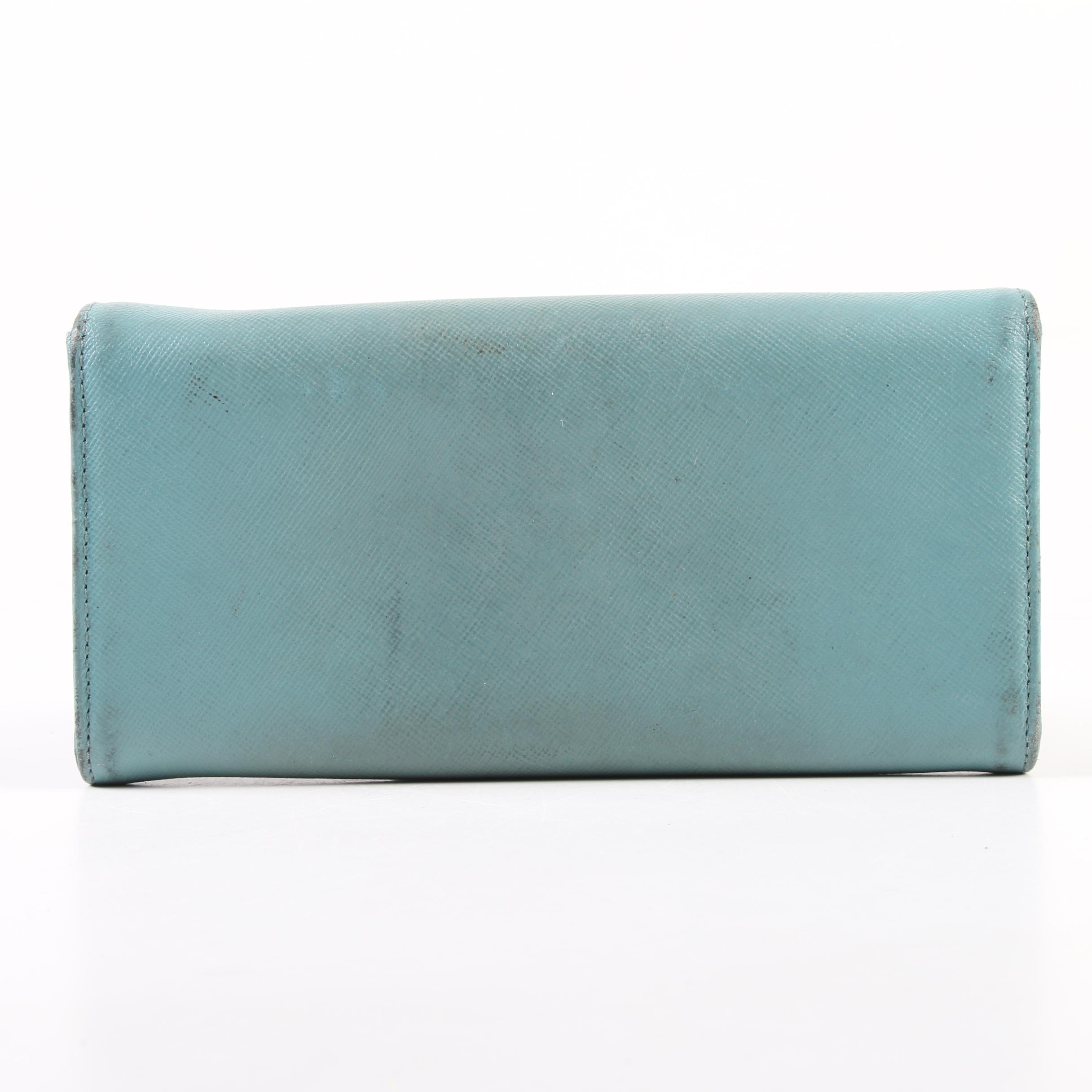 Tory Burch Turquoise Saffiano Leather Wallet