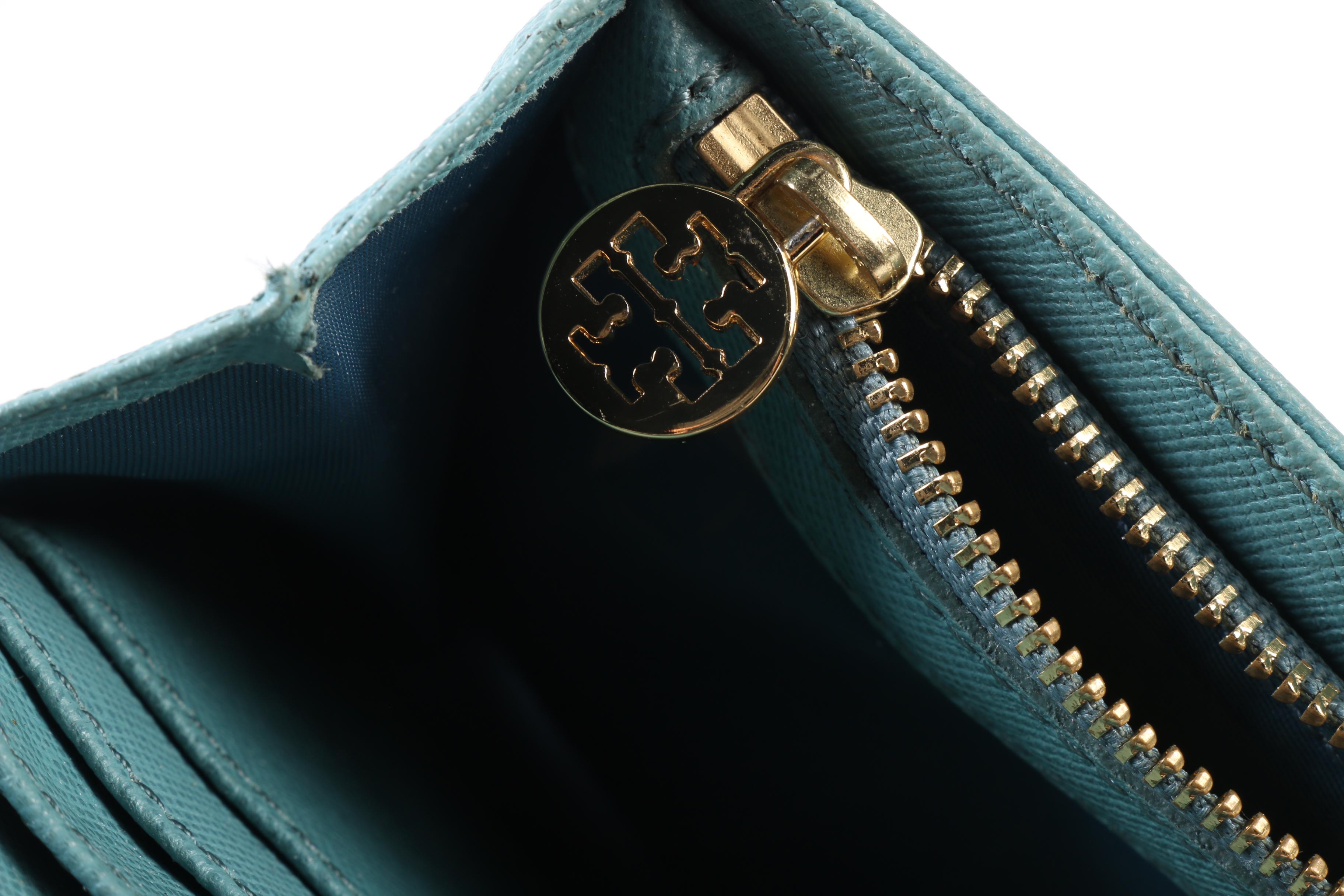 Tory Burch Turquoise Saffiano Leather Wallet