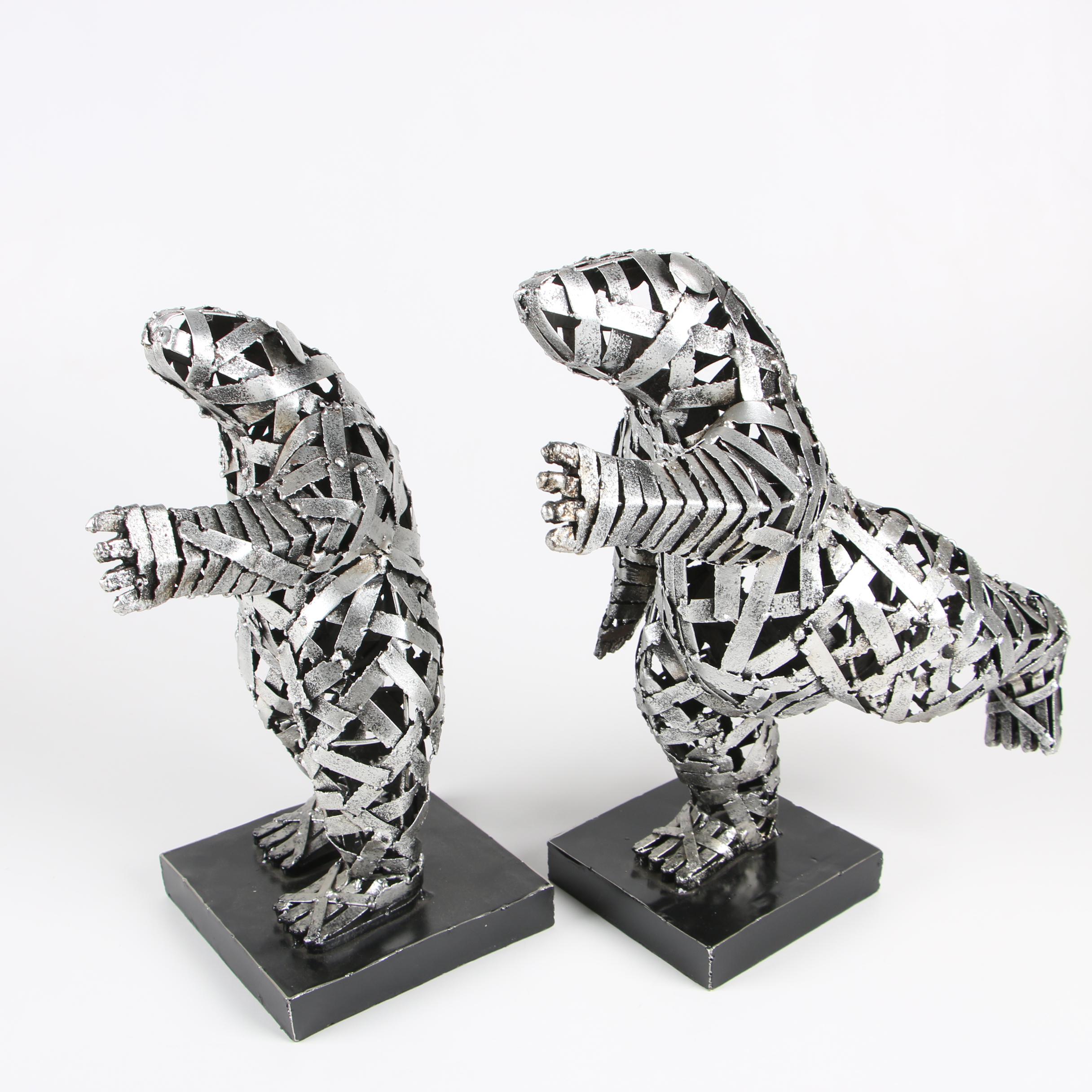 Welded Metal Figural Bear Sculptures