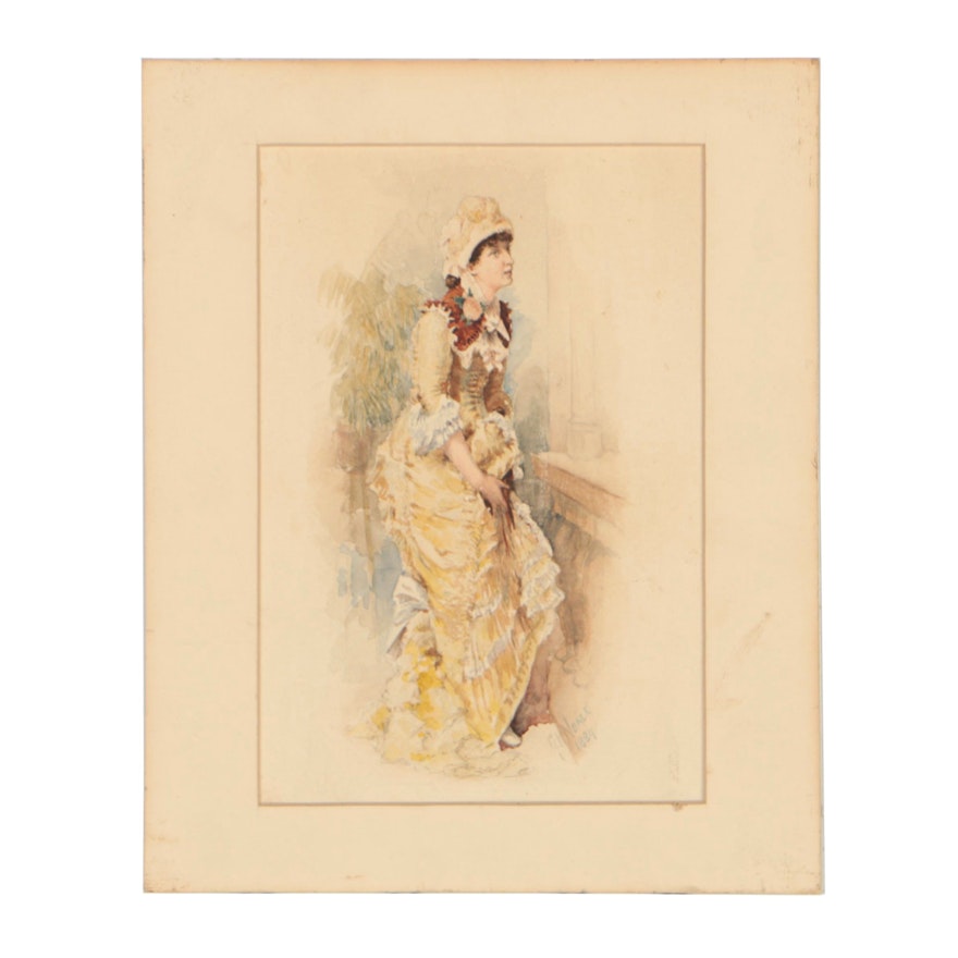 George Hall Neale Watercolor Painting, 1884