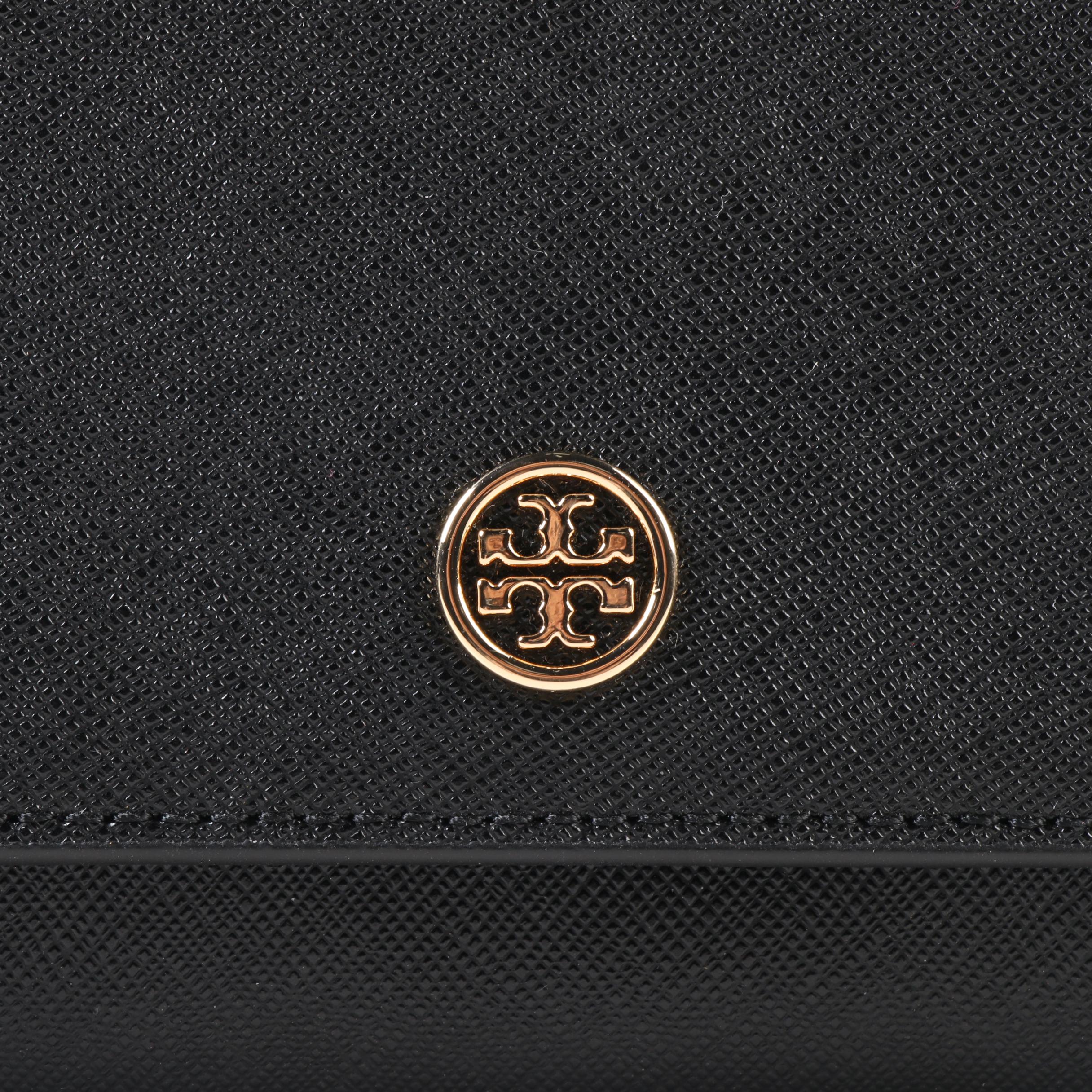 Tory Burch Robinson Chain Wallet Shoulder Bag in Black Saffiano Leather