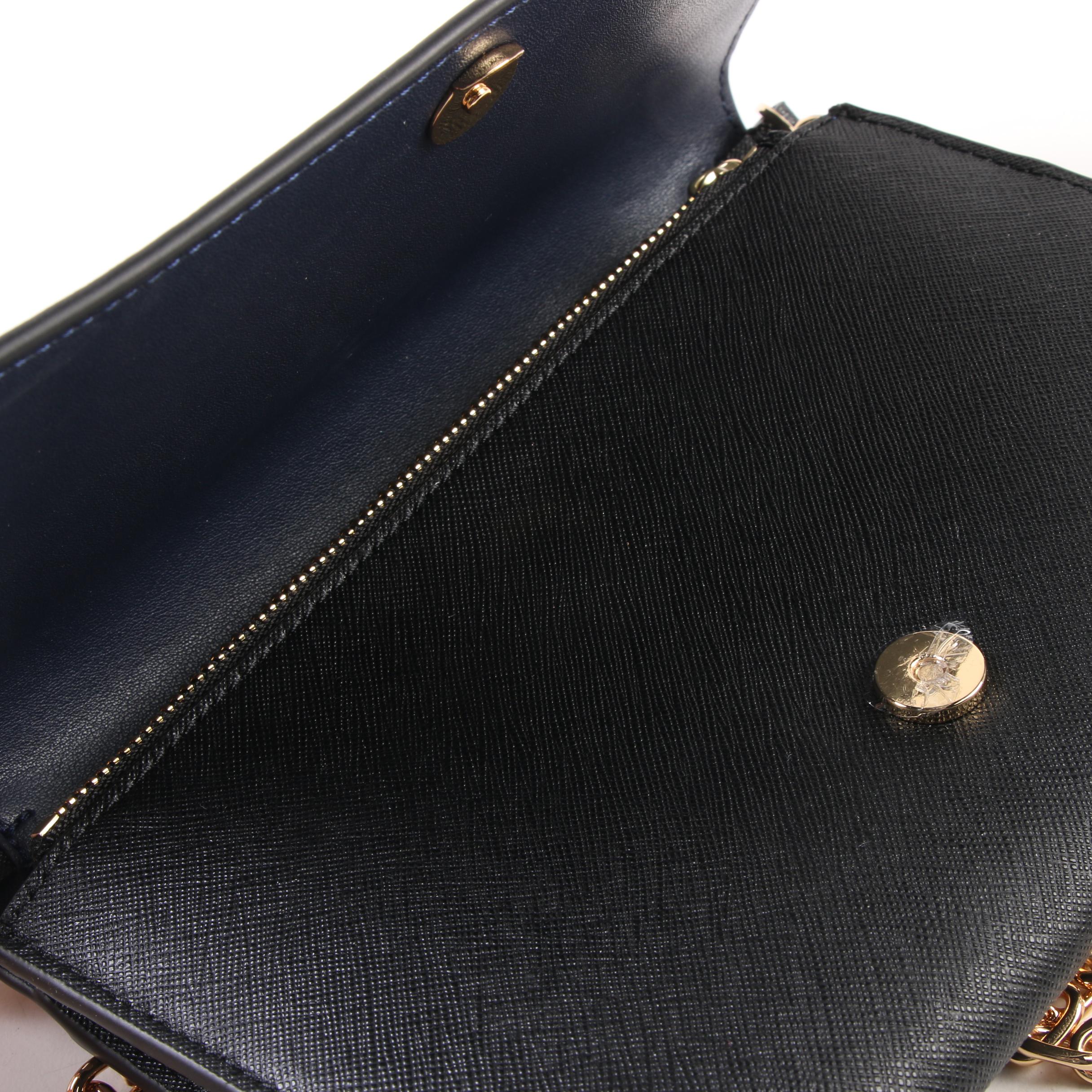 Tory Burch Robinson Chain Wallet Shoulder Bag in Black Saffiano Leather