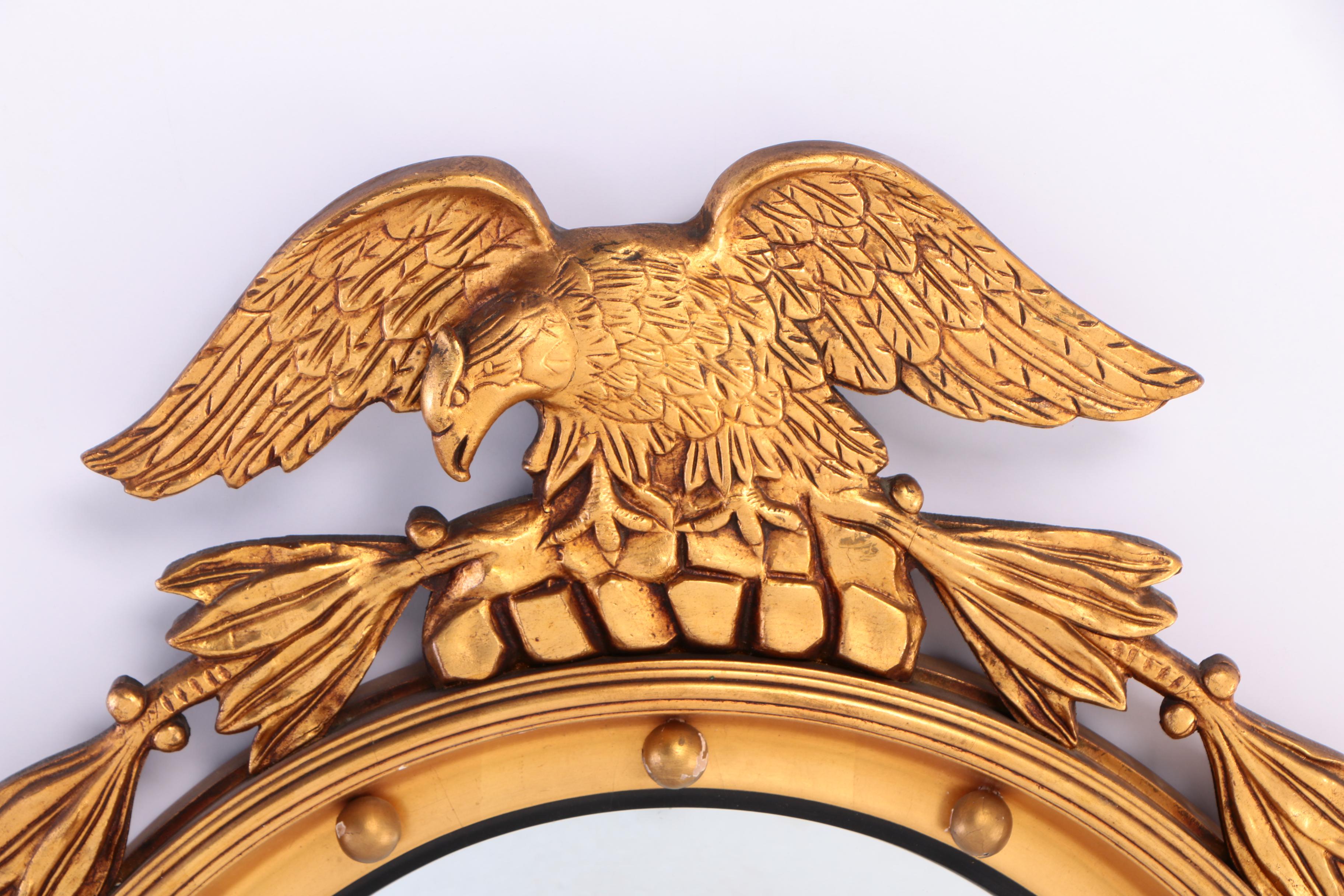 Federal Style Giltwood and Composition Convex Mirror, 20th Century