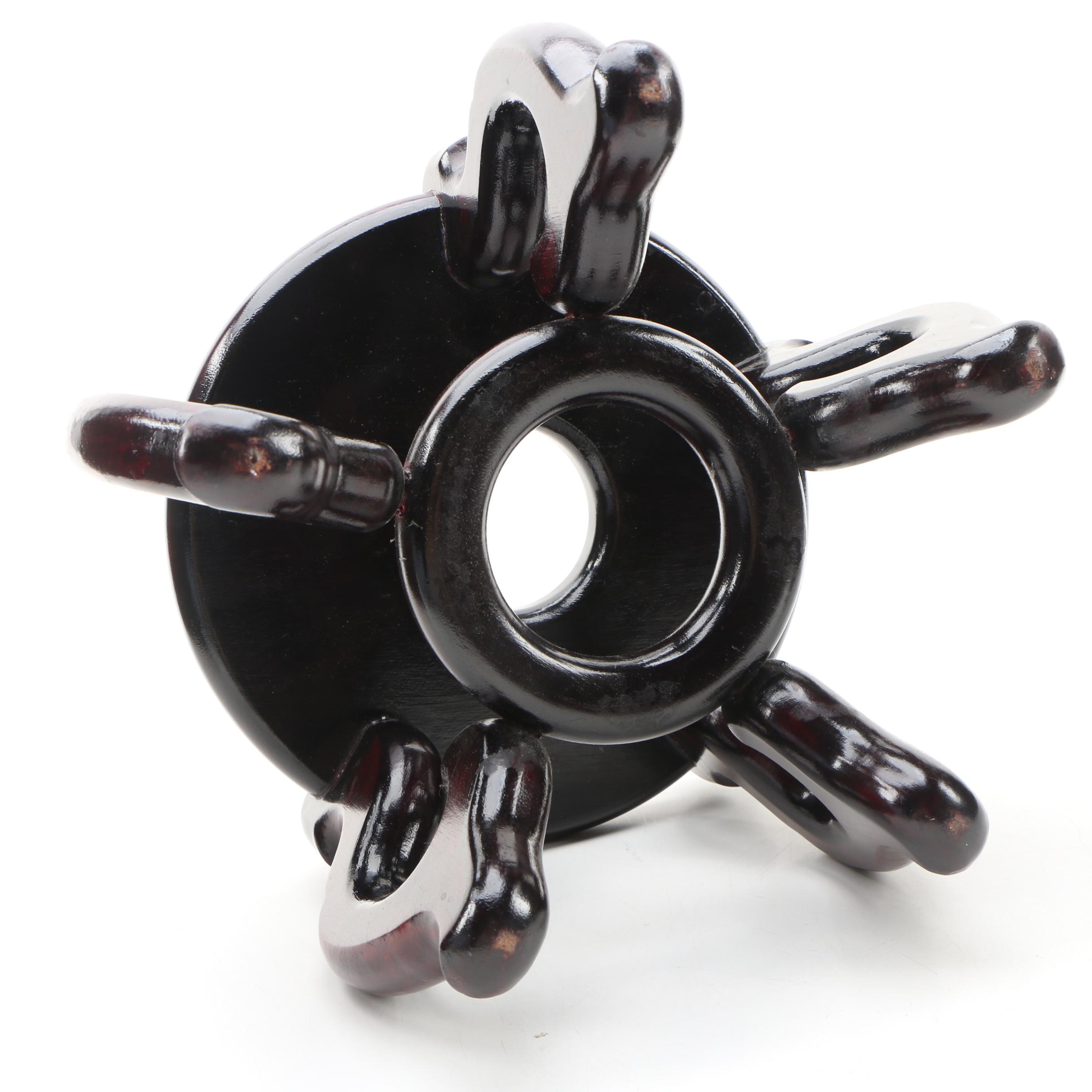 Chinese Blue and White Ceramic Double Happiness Bowl with Stand