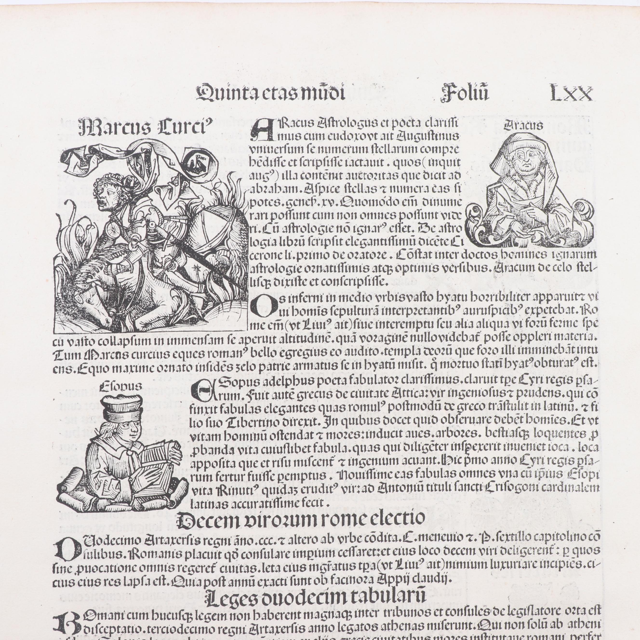 Leaves from circa 1493 "Nuremberg Chronicle" with Woodcuts