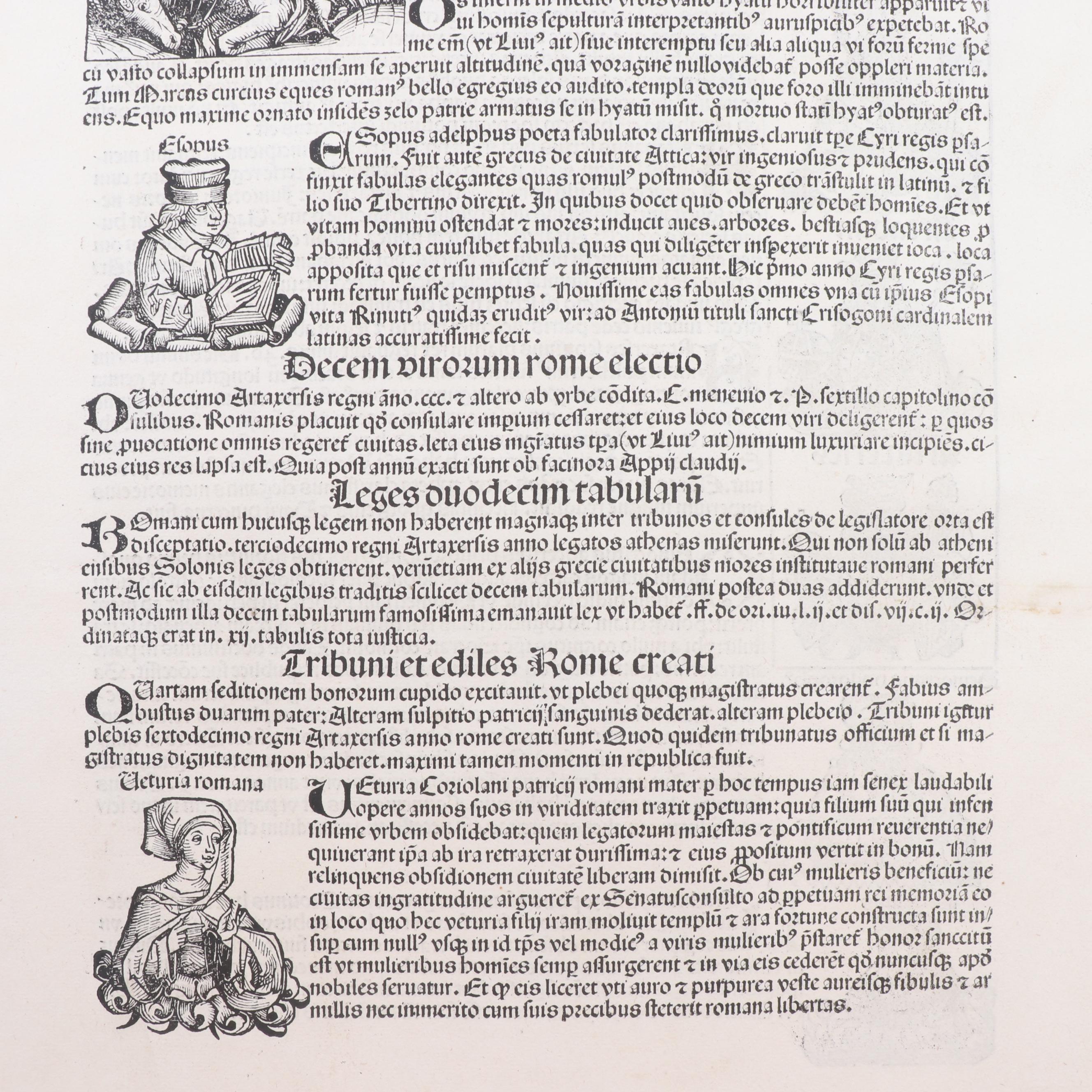 Leaves from circa 1493 "Nuremberg Chronicle" with Woodcuts