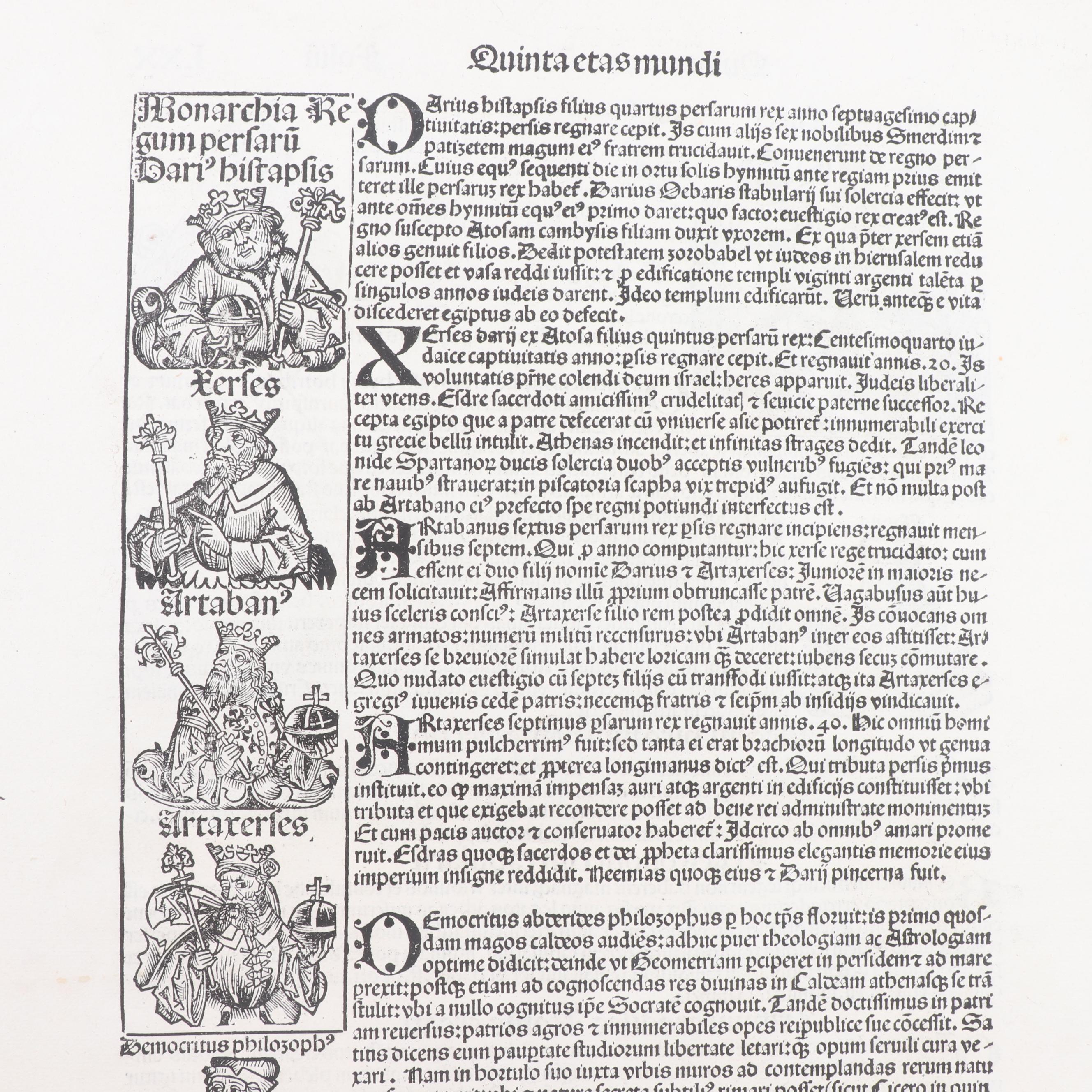 Leaves from circa 1493 "Nuremberg Chronicle" with Woodcuts