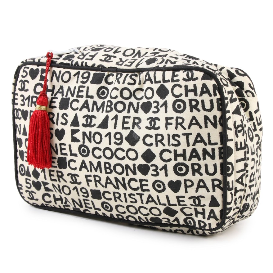 Chanel Coco Cristalle Canvas Makeup Bag with Tassel