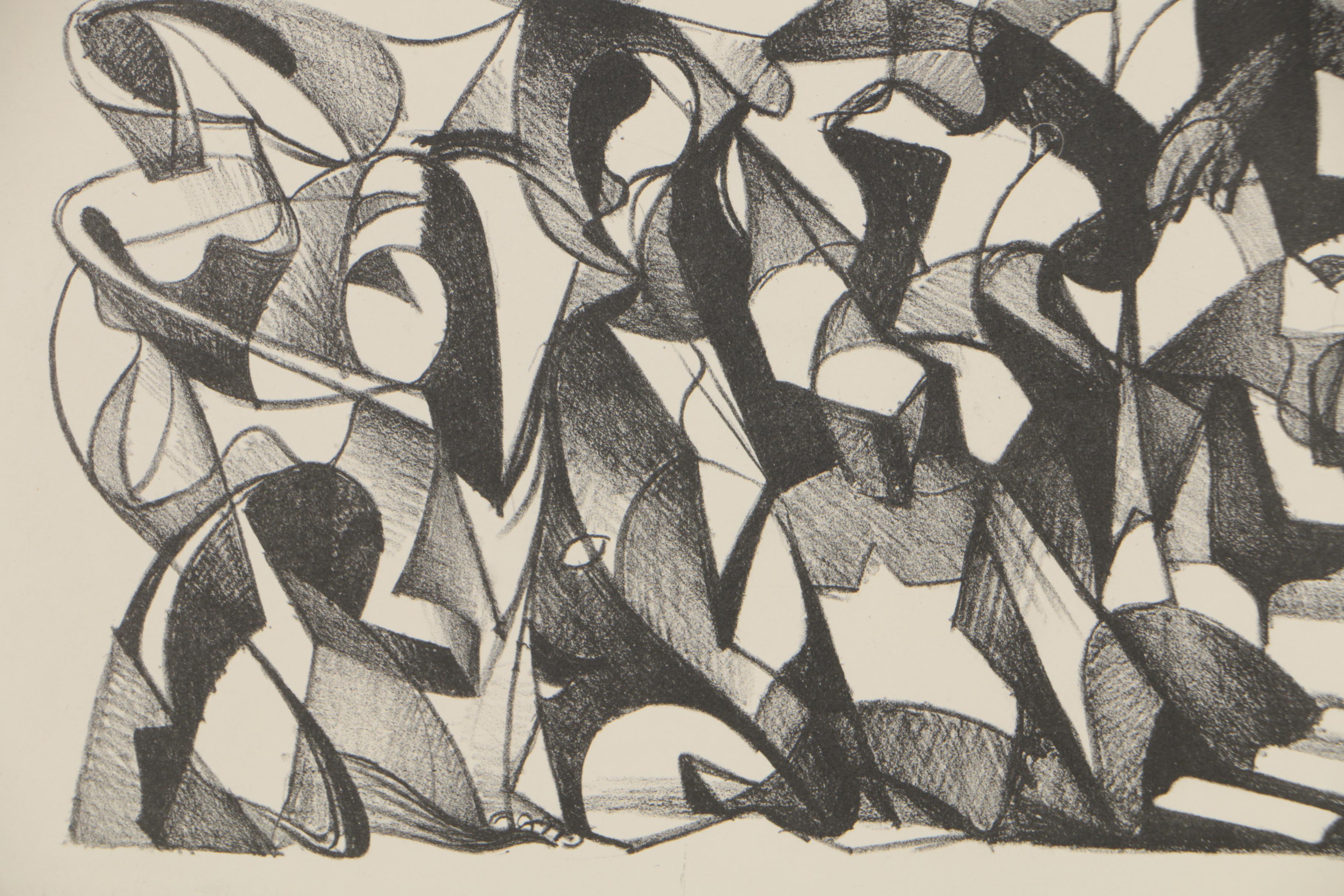 Arthur Helwig 1954 Abstract Lithograph "Coney Island Beach Scene"