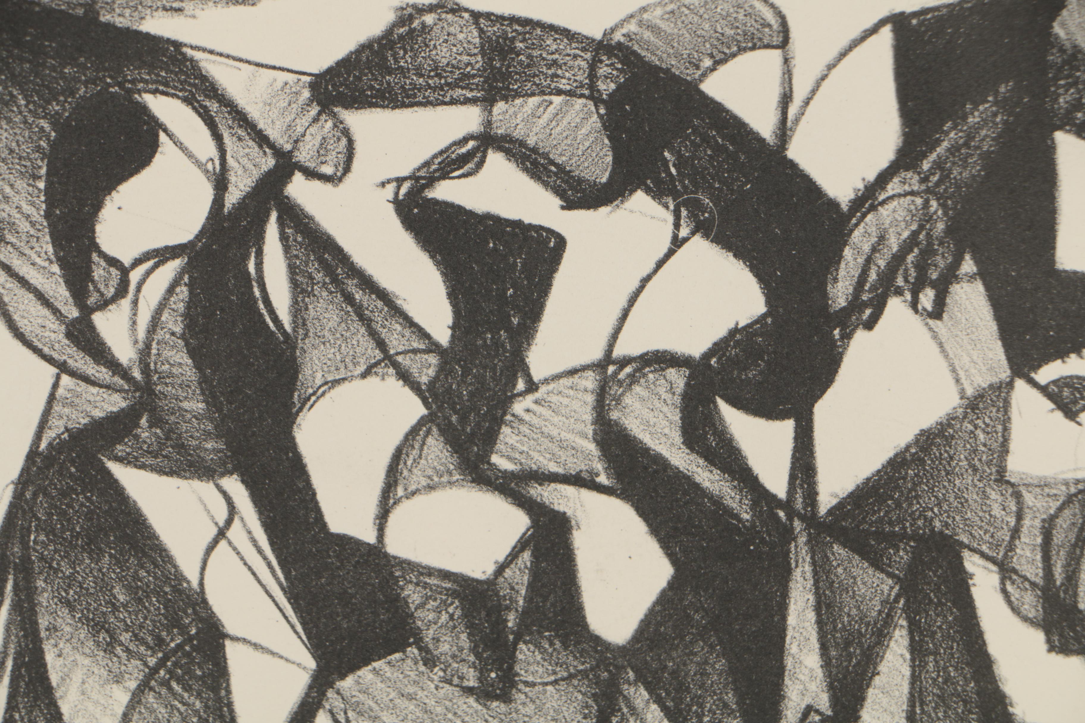 Arthur Helwig 1954 Abstract Lithograph "Coney Island Beach Scene"