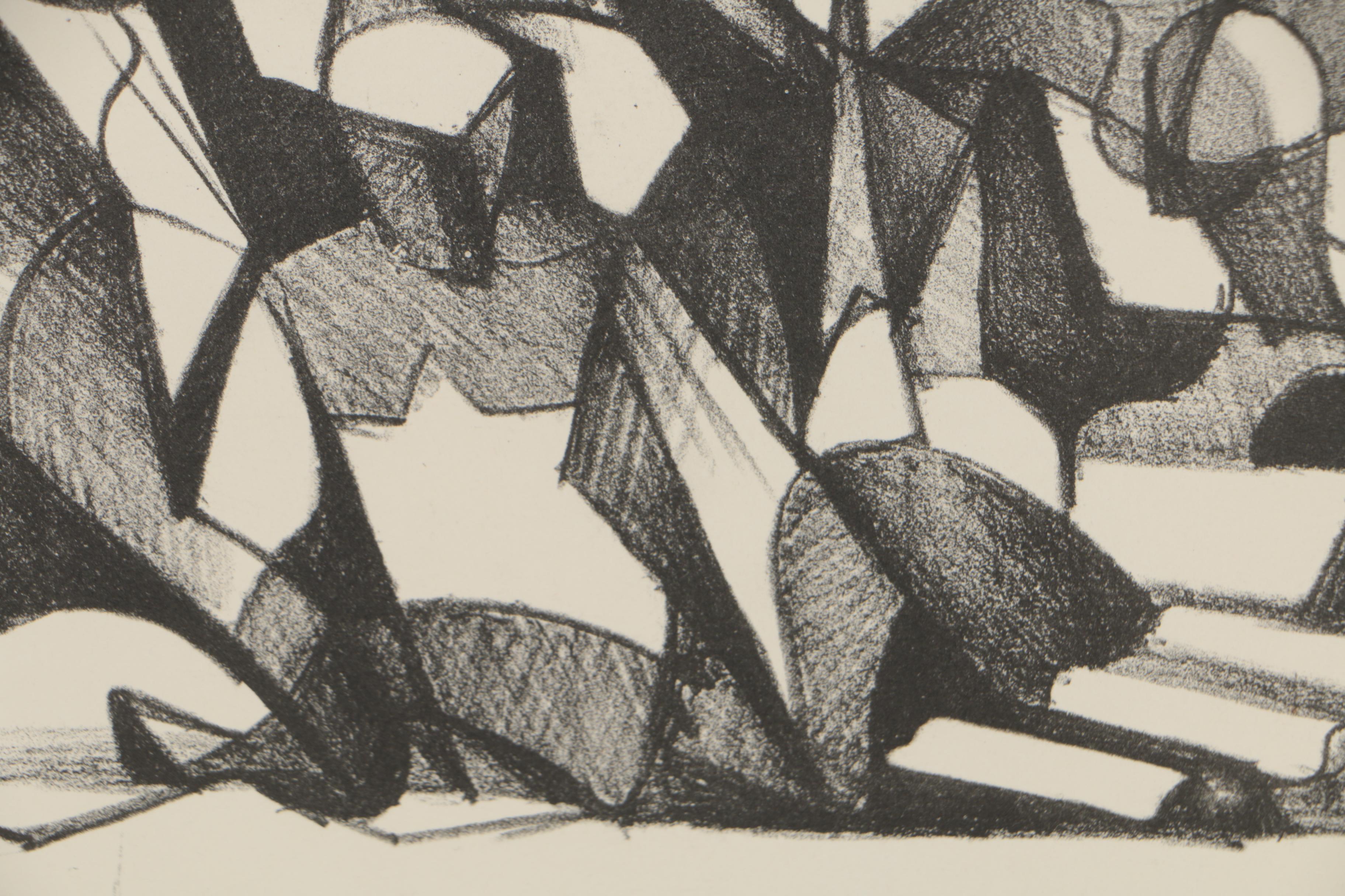 Arthur Helwig 1954 Abstract Lithograph "Coney Island Beach Scene"