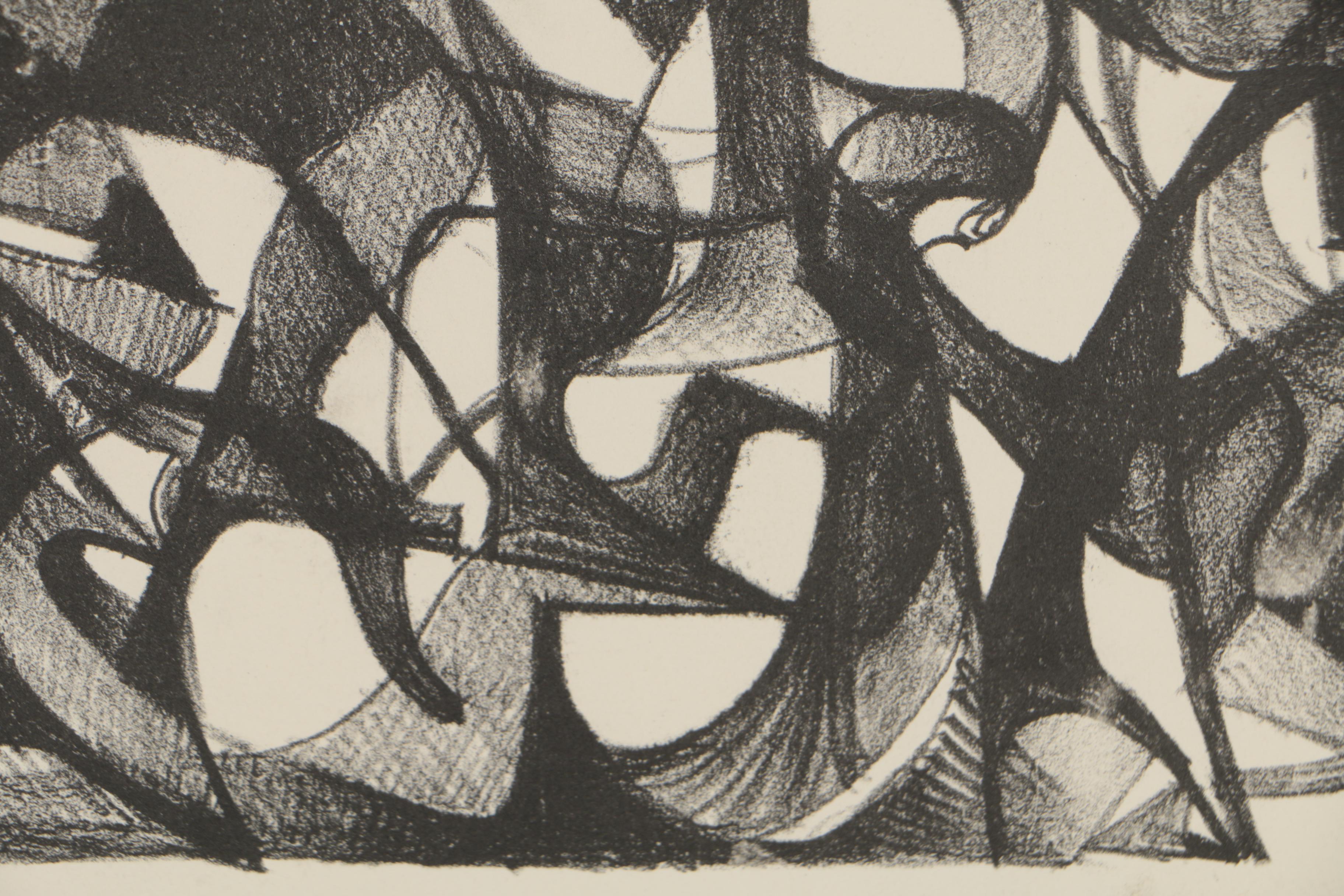 Arthur Helwig 1954 Abstract Lithograph "Coney Island Beach Scene"