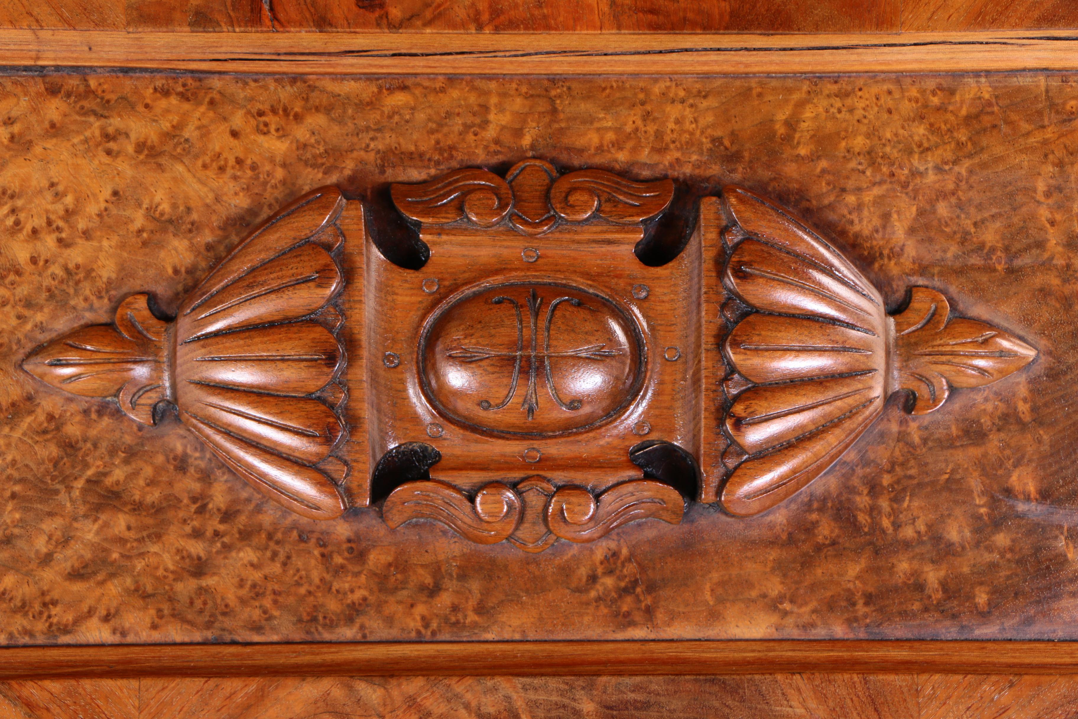Rococo Revival Walnut and Burl Walnut Secretary Bookcase, Mid 19th Century
