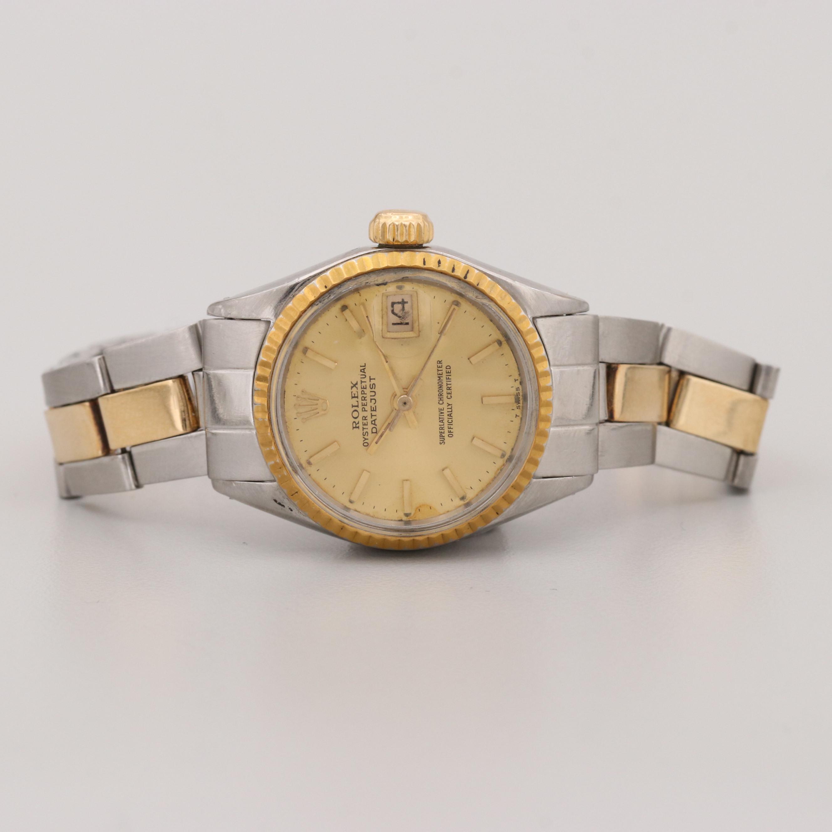Vintage Rolex Datejust Stainless Steel and 18K Yellow Gold Watch, 1970