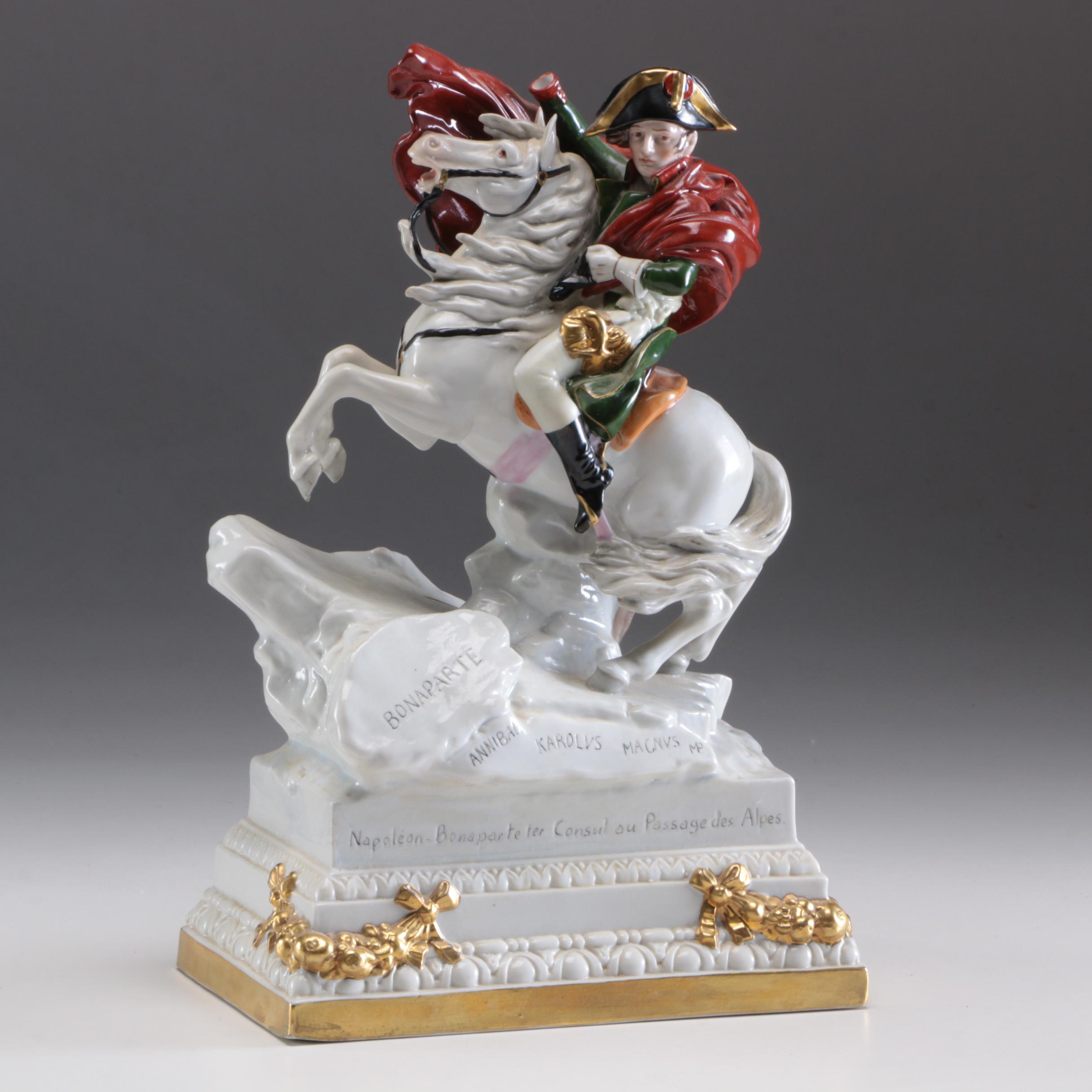 Sitzendorf Porcelain Figurine of Napoleon on Horseback, German 20th Century