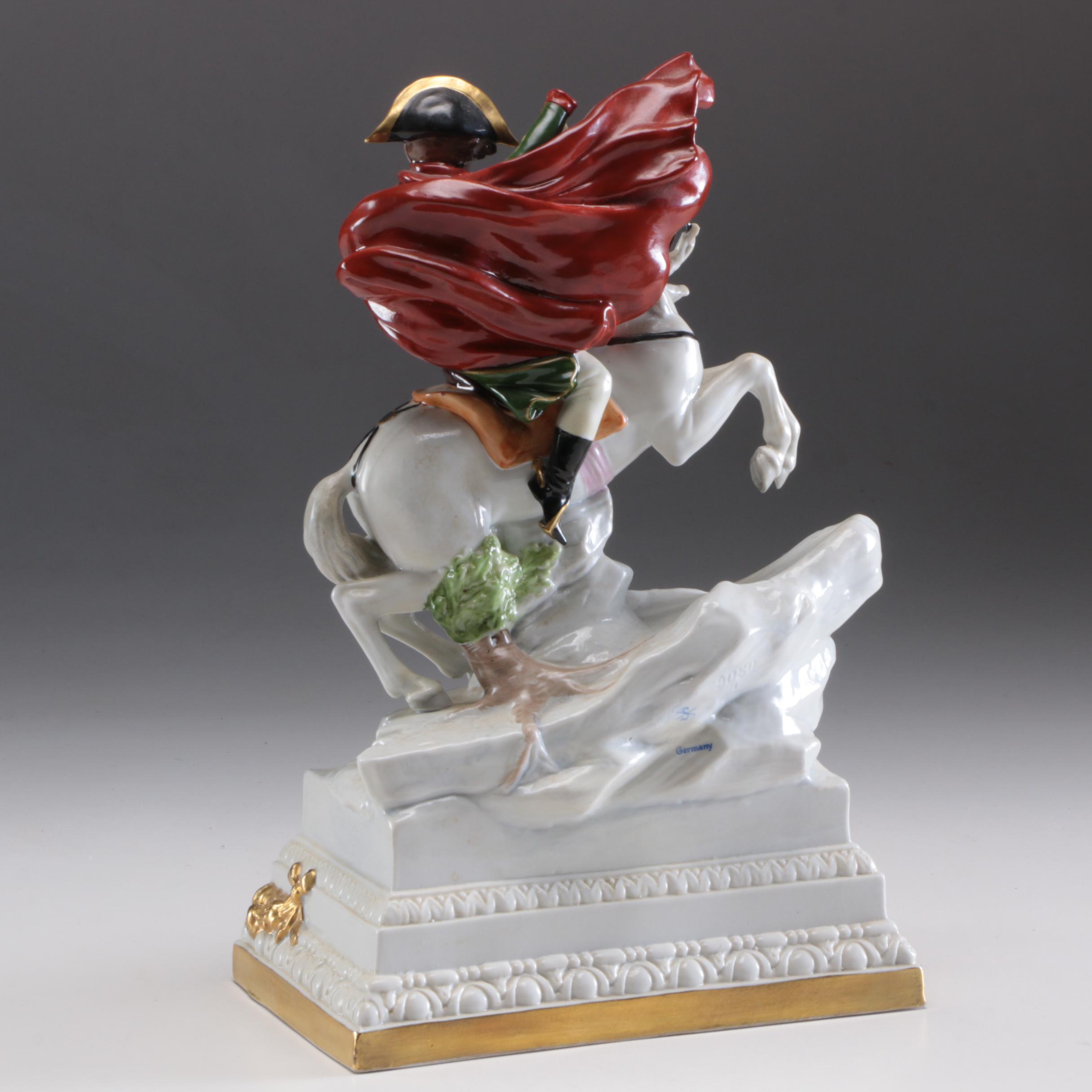 Sitzendorf Porcelain Figurine of Napoleon on Horseback, German 20th Century