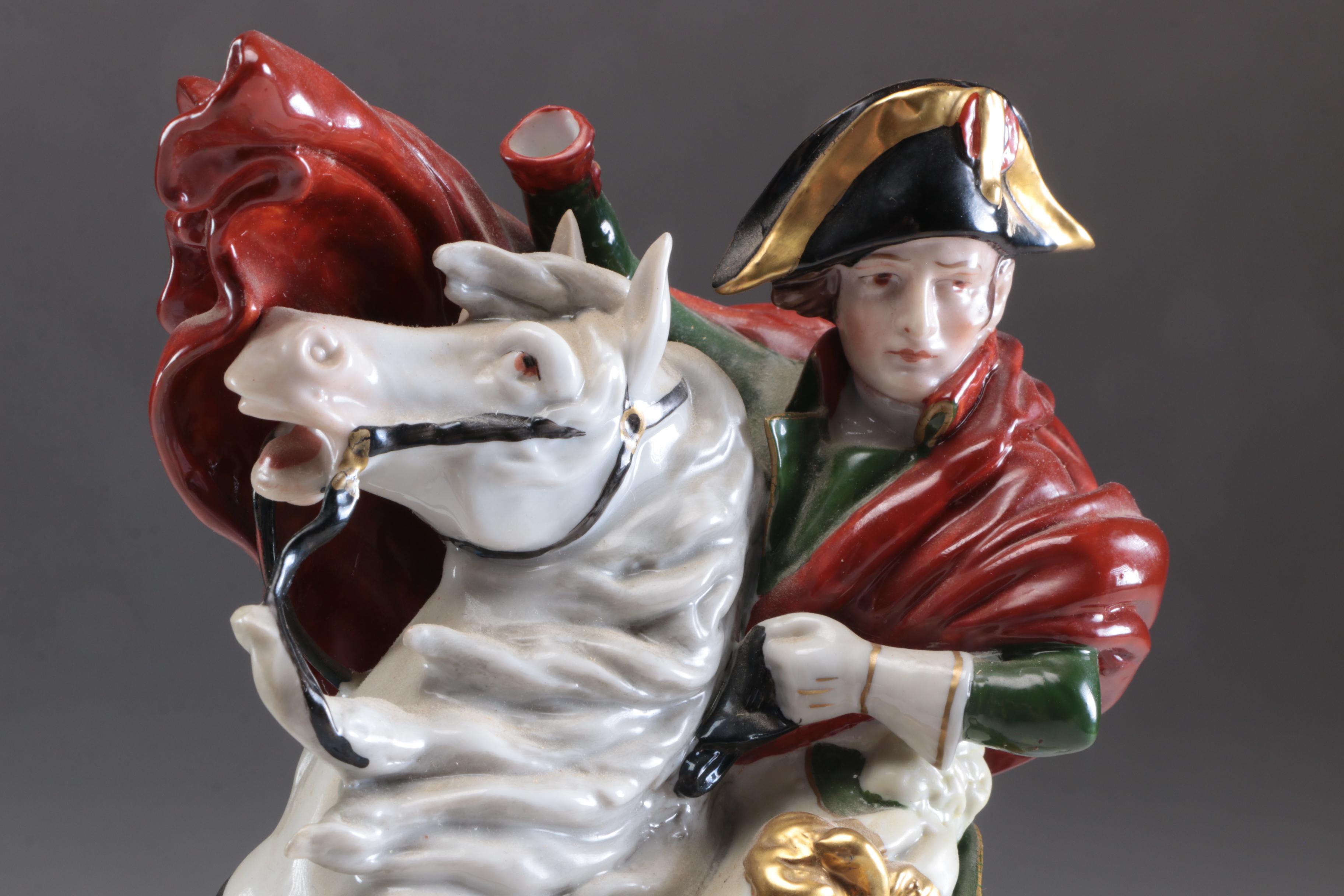 Sitzendorf Porcelain Figurine of Napoleon on Horseback, German 20th Century