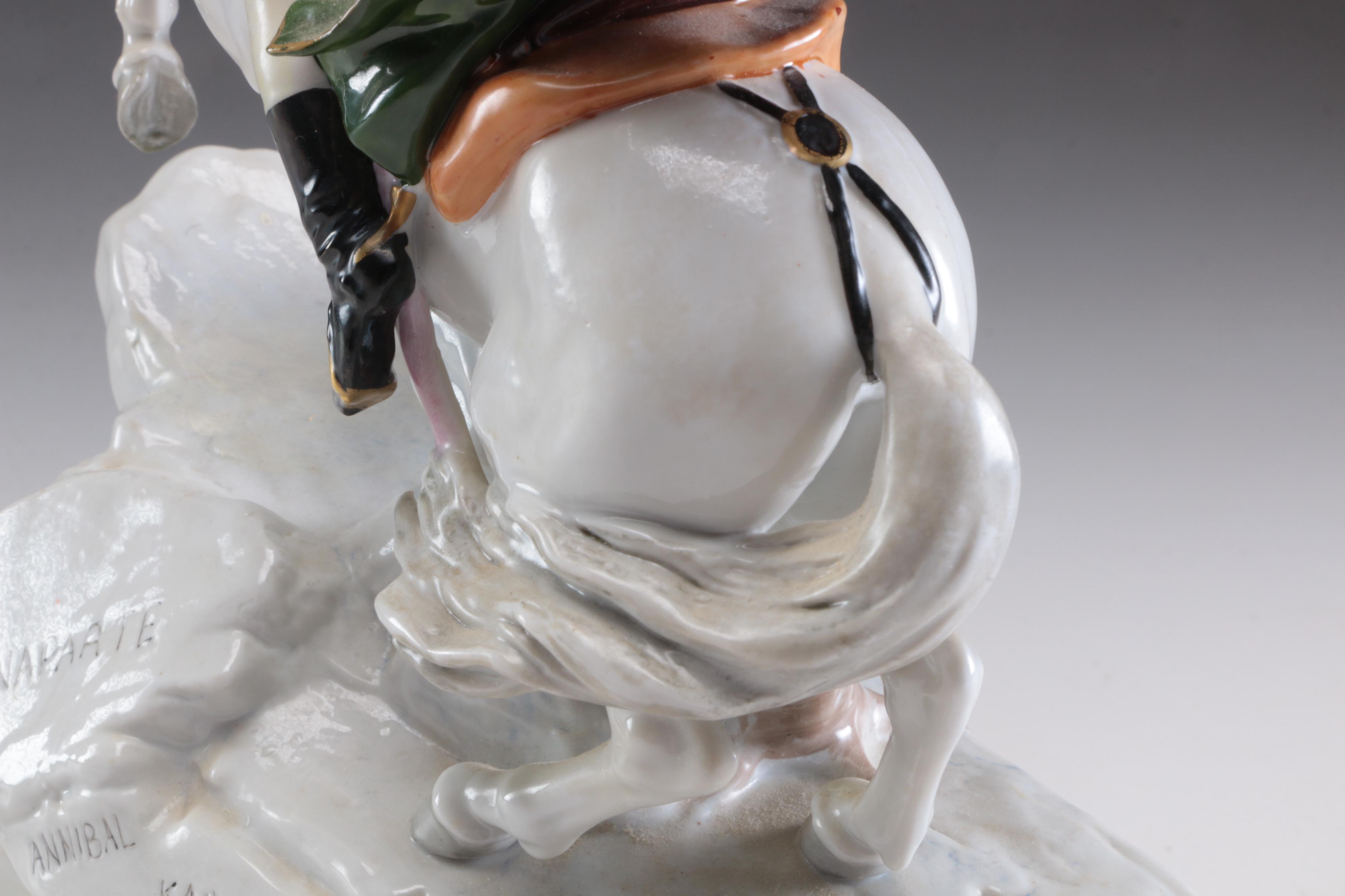 Sitzendorf Porcelain Figurine of Napoleon on Horseback, German 20th Century