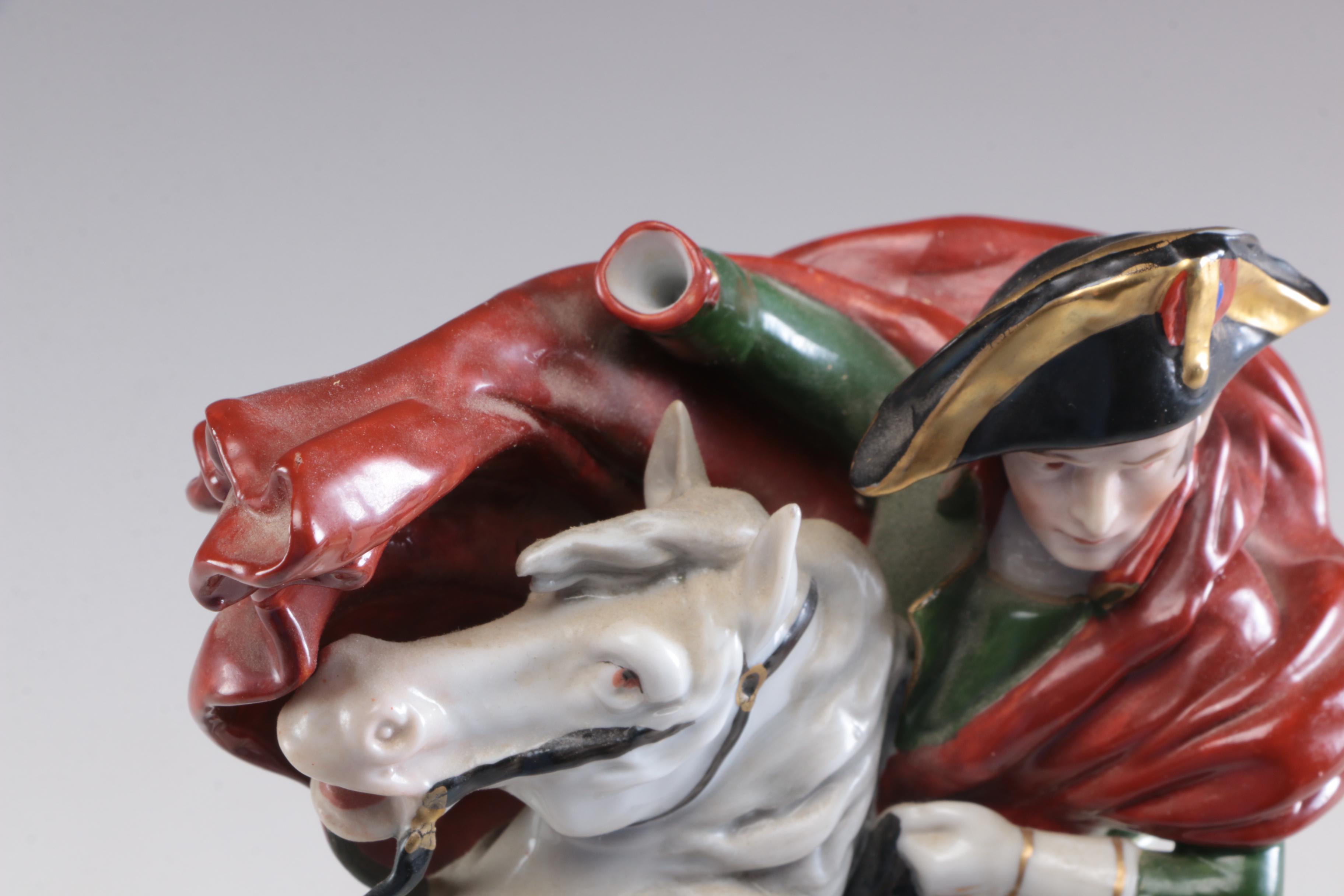 Sitzendorf Porcelain Figurine of Napoleon on Horseback, German 20th Century