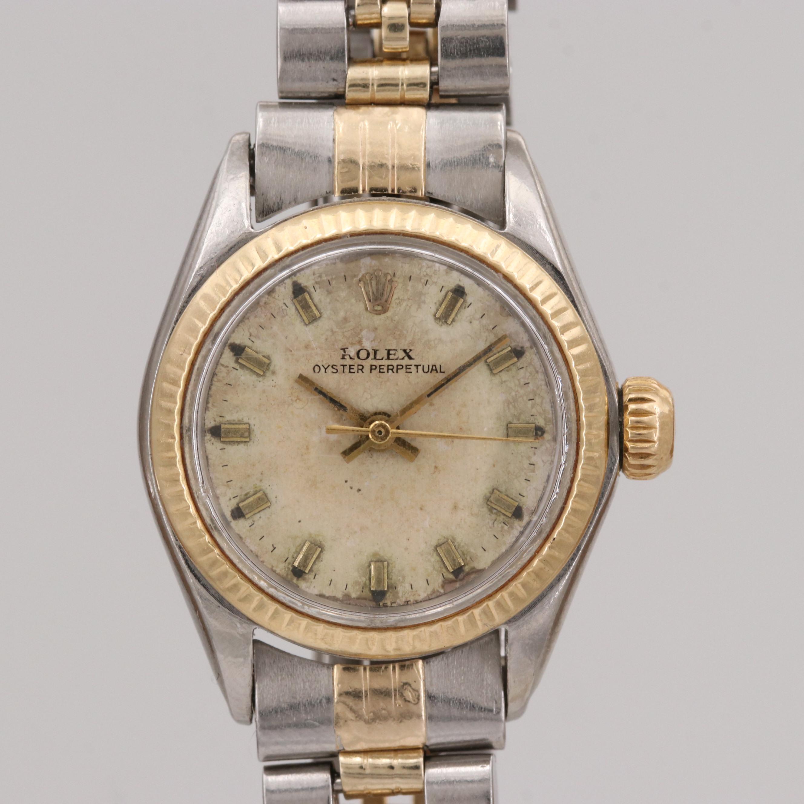 Vintage Rolex Oyster Perpetual Stainless Steel and 18K Yellow Gold Watch, 1