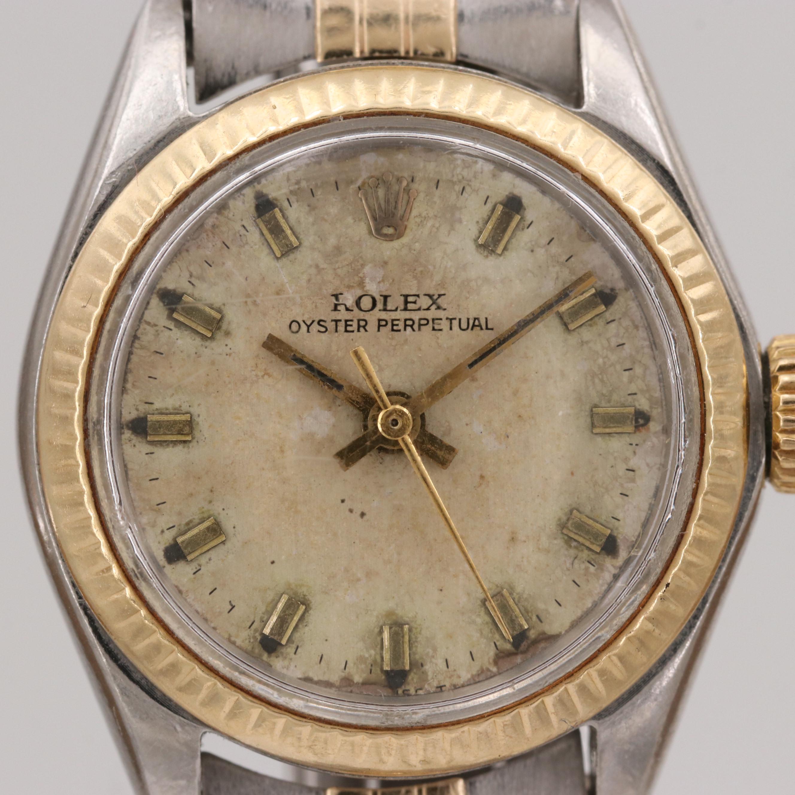 Vintage Rolex Oyster Perpetual Stainless Steel and 18K Yellow Gold Watch, 1