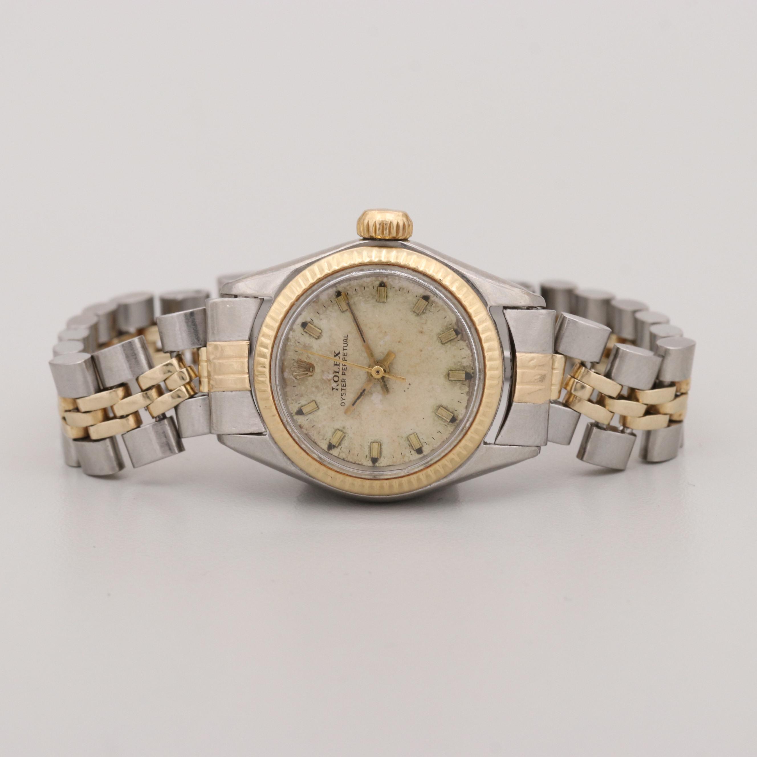 Vintage Rolex Oyster Perpetual Stainless Steel and 18K Yellow Gold Watch, 1