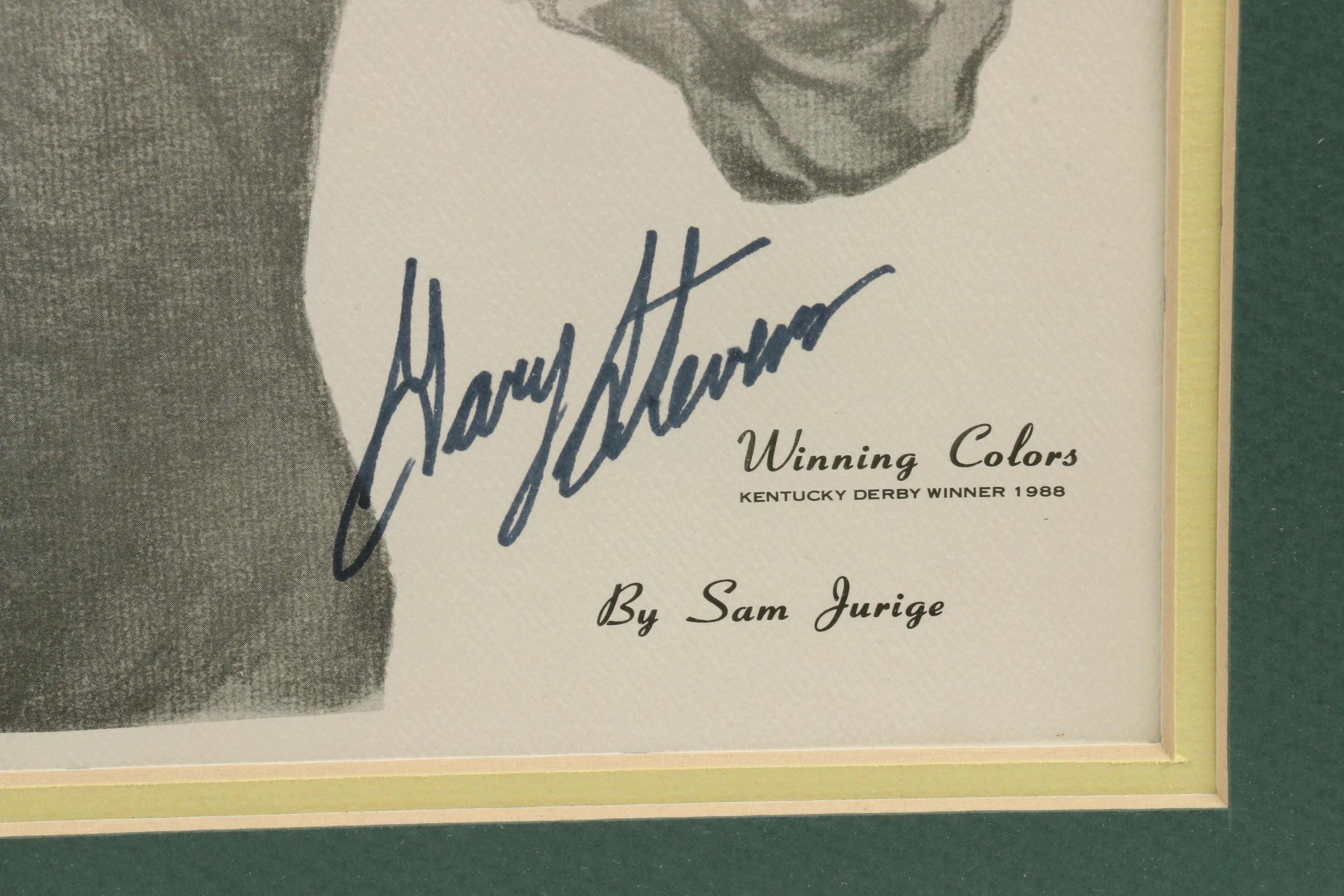 Jockey Gary Stevens Signed Print of Kentucky Derby Winner Winning Colors