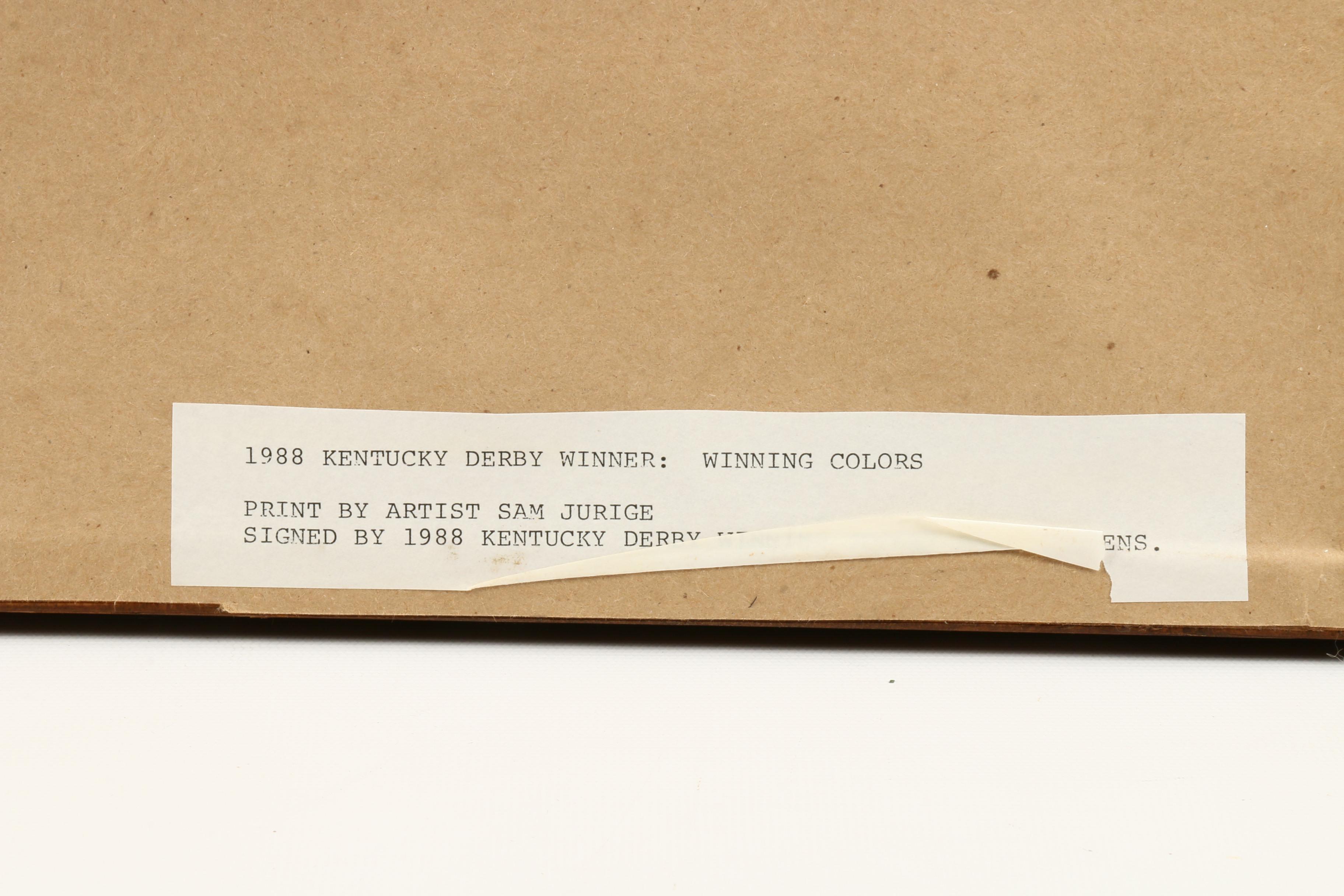 Jockey Gary Stevens Signed Print of Kentucky Derby Winner Winning Colors