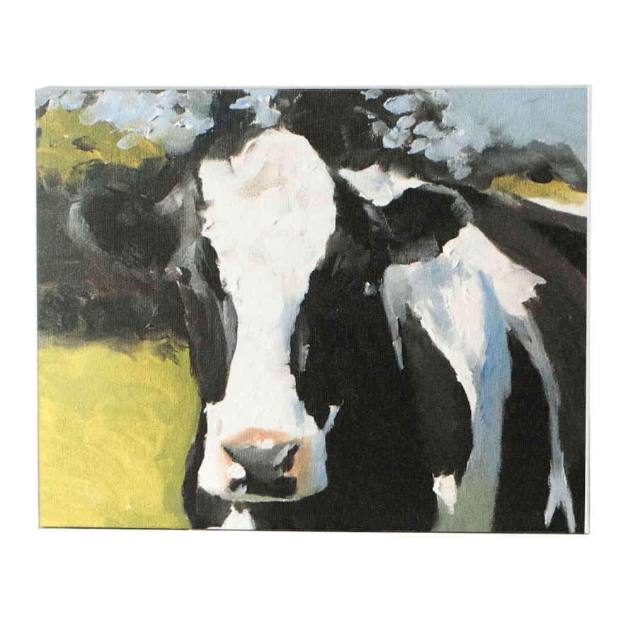 James Coates Giclée of Black and White Cow
