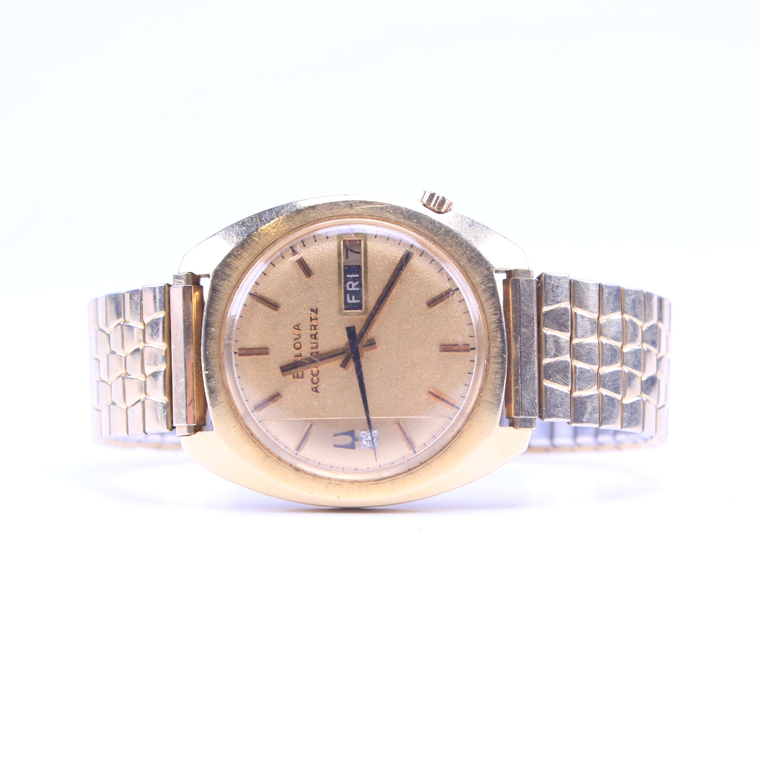 14K Yellow Gold Bulova Accutron with Gold Tone Band