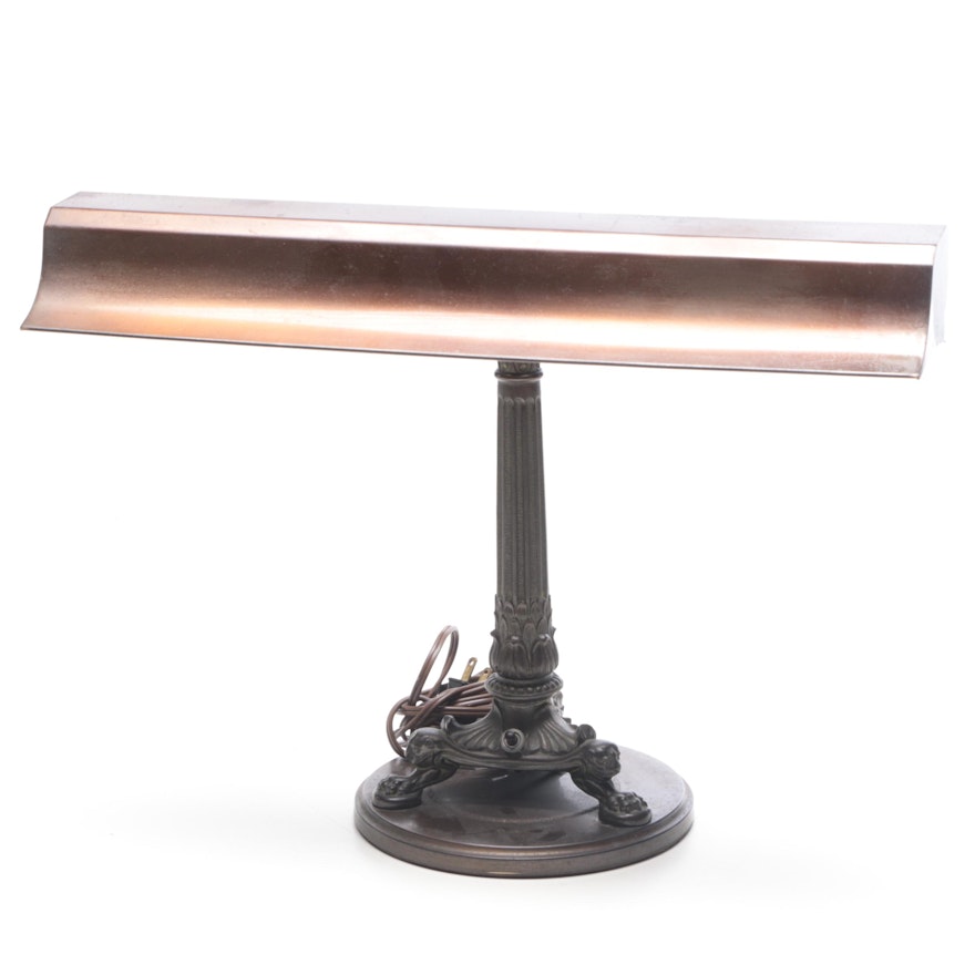 Bronze Finish Emeralite Columnar Desk Lamp, 1920s