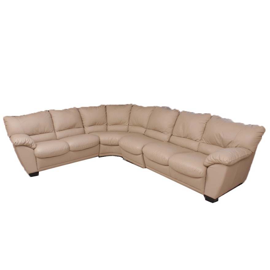 Contemporary Beige Leather Sectional Sofa