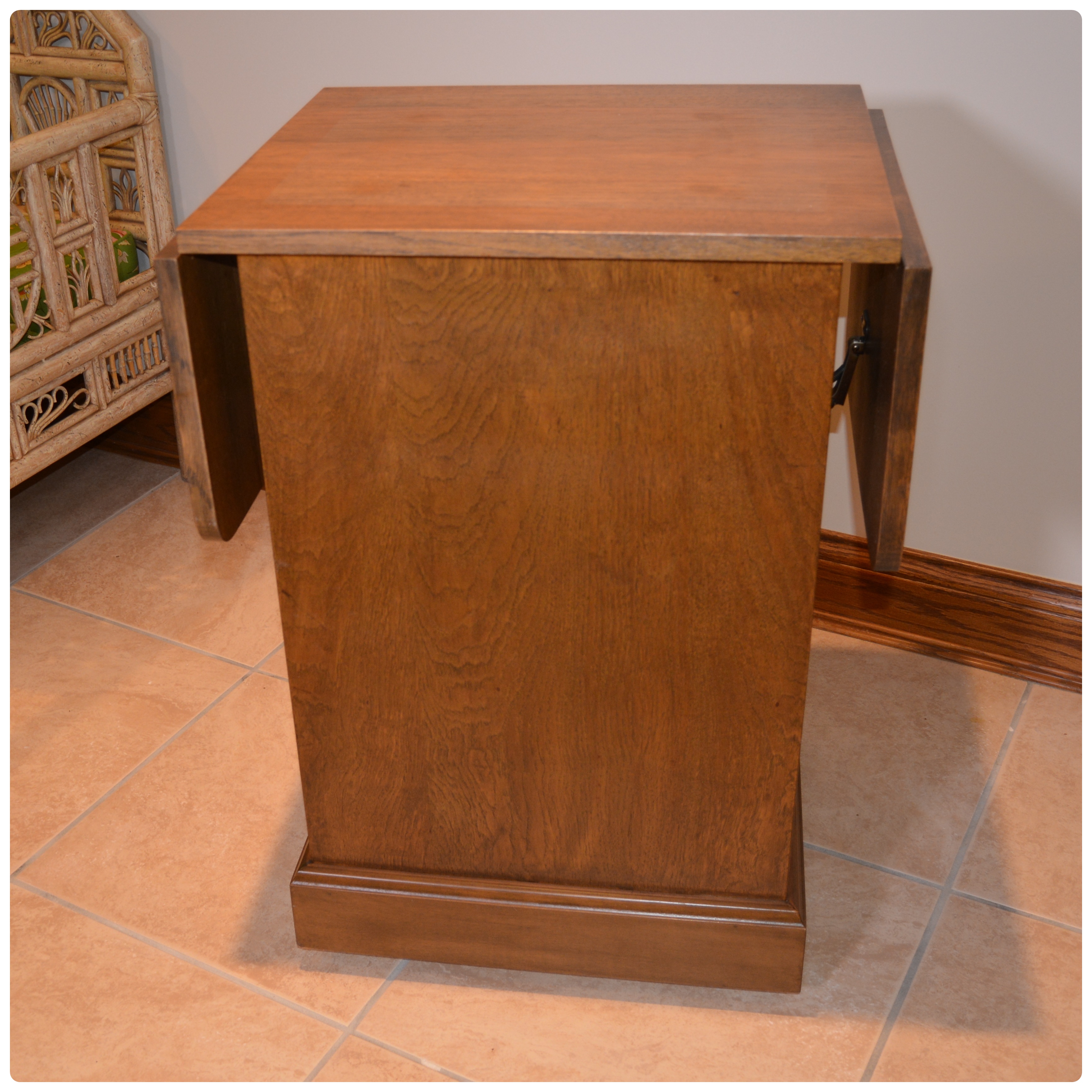 Drop Leaf Wooden Small Work Table on Casters, Contemporary